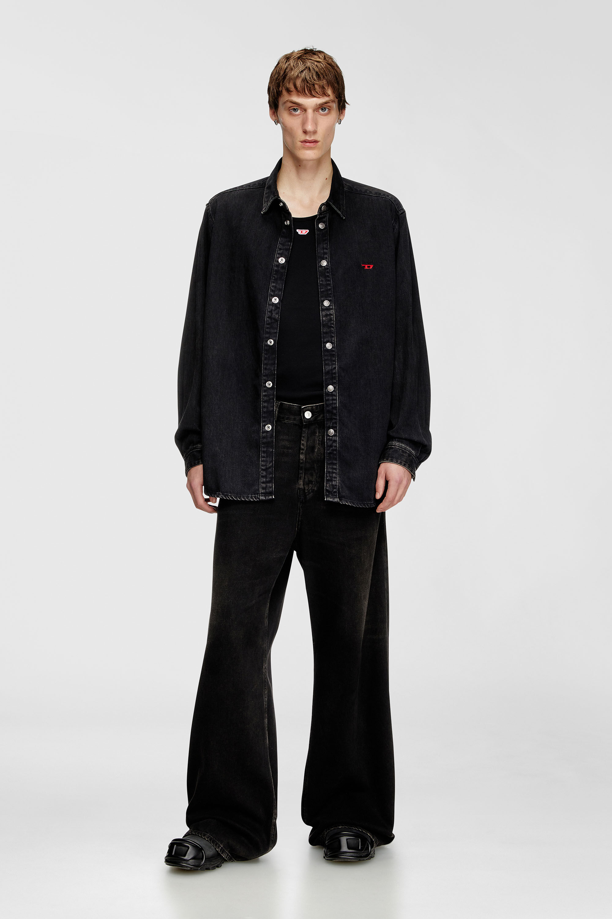 Diesel - D-SIMPLY, Man's Shirt in Tencel denim in Black - 1