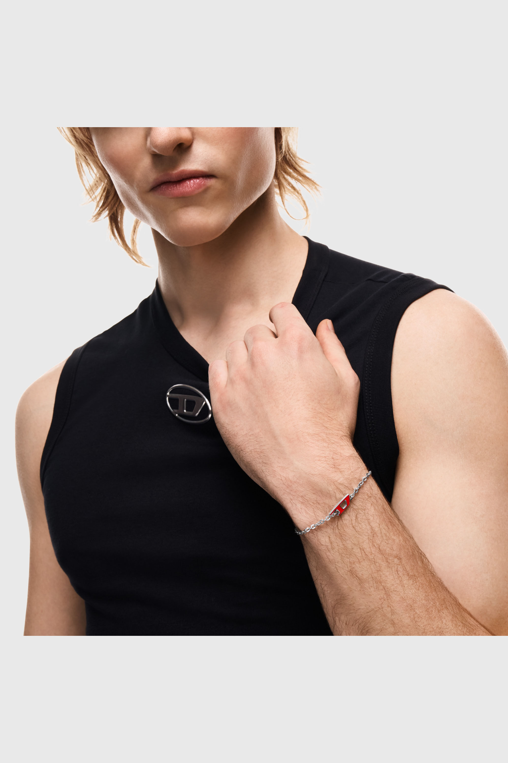 Diesel - DX1691040 JEWELLERY, Unisex's Stainless steel chain bracelet in Silver/Red - 5