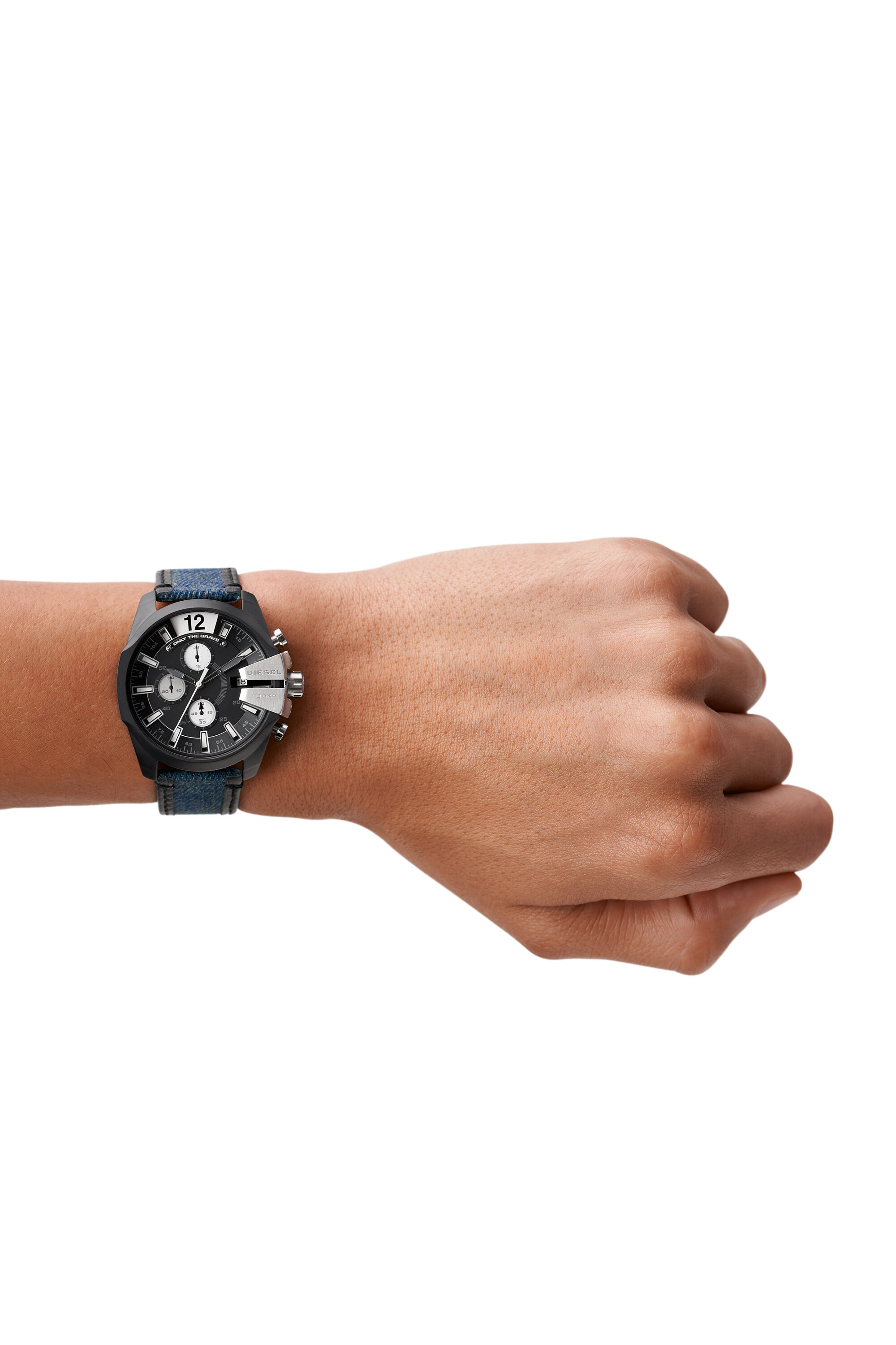 DZ4568 Man: Baby Chief chronograph denim and leather watch | Diesel