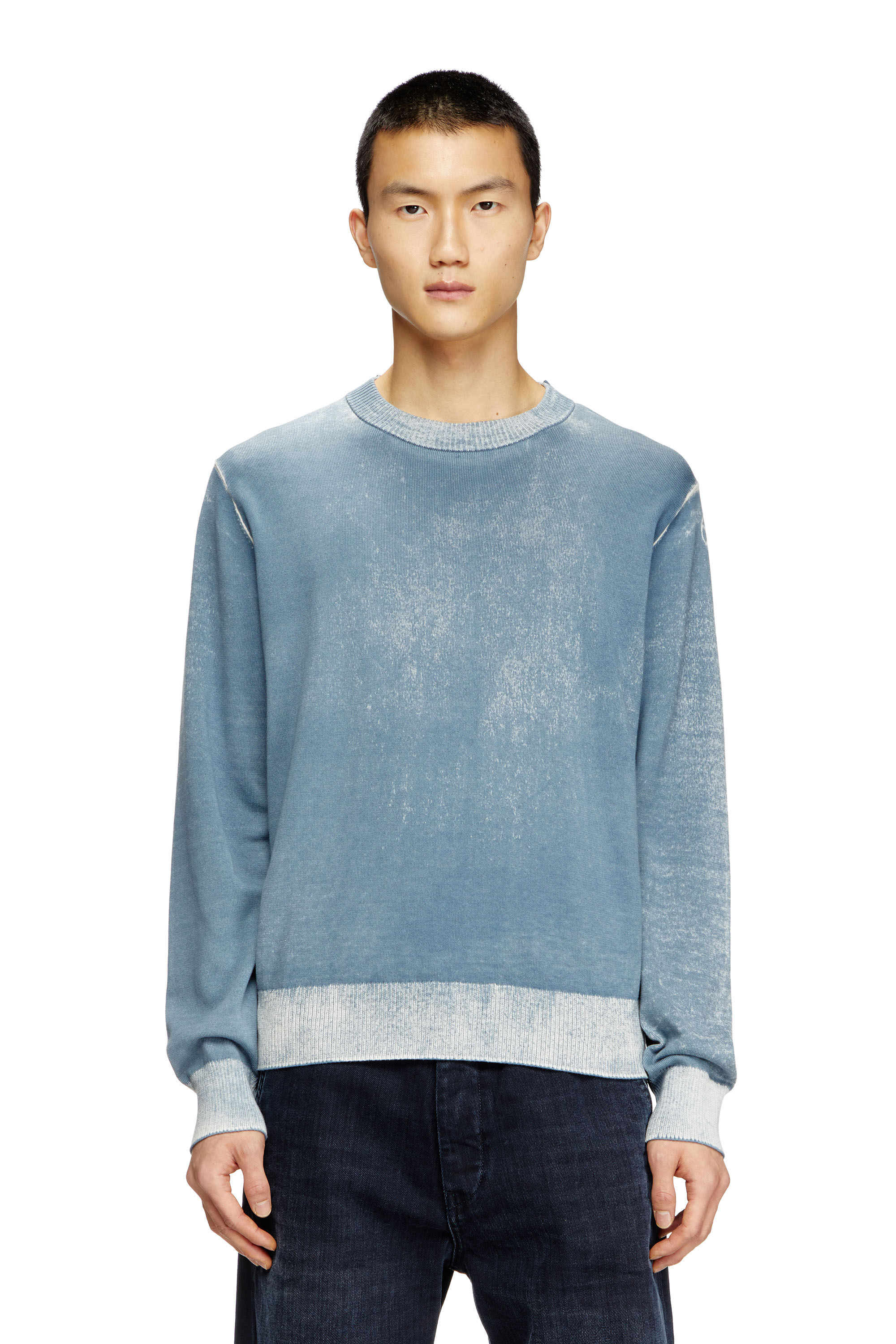 Diesel - K-LARENCE-B, Man's Reverse-print cotton jumper in Light Blue - 3