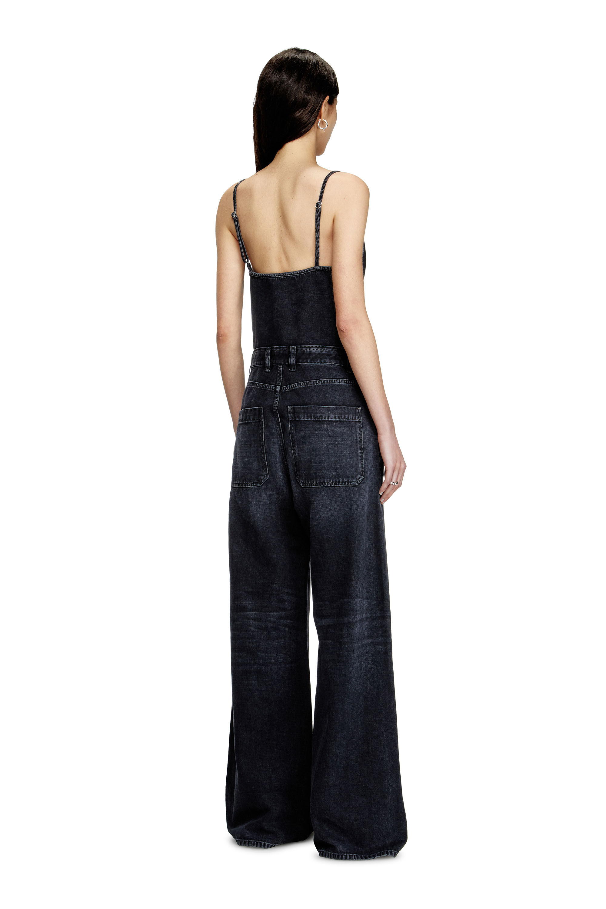 オールインワン・サロペット DIESEL Woman Jumpsuits Black A14068007Z9 02 Women's Strappy jumpsuit in batavia-weave denim | Black | Diesel