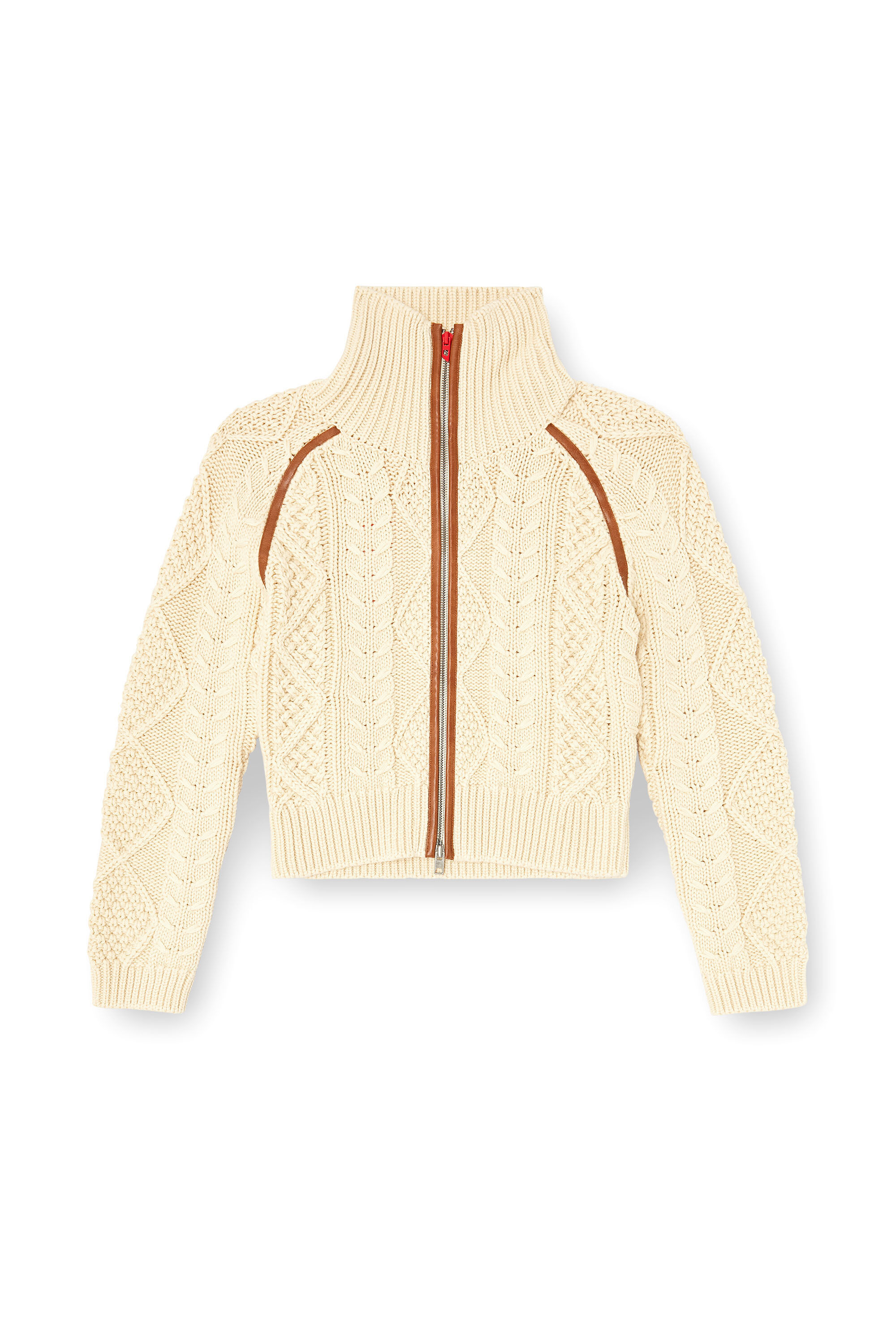 Diesel - M-INTELLE, Woman's Cable-knit cardigan with contrast bands in null - 2