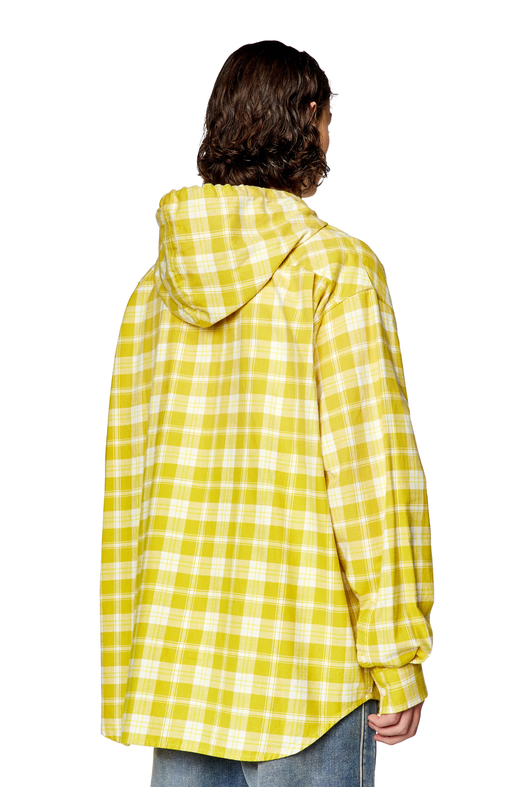 Men's Oversized hooded shirt in tactile flannel | S-DEWNY-HOOD Diesel