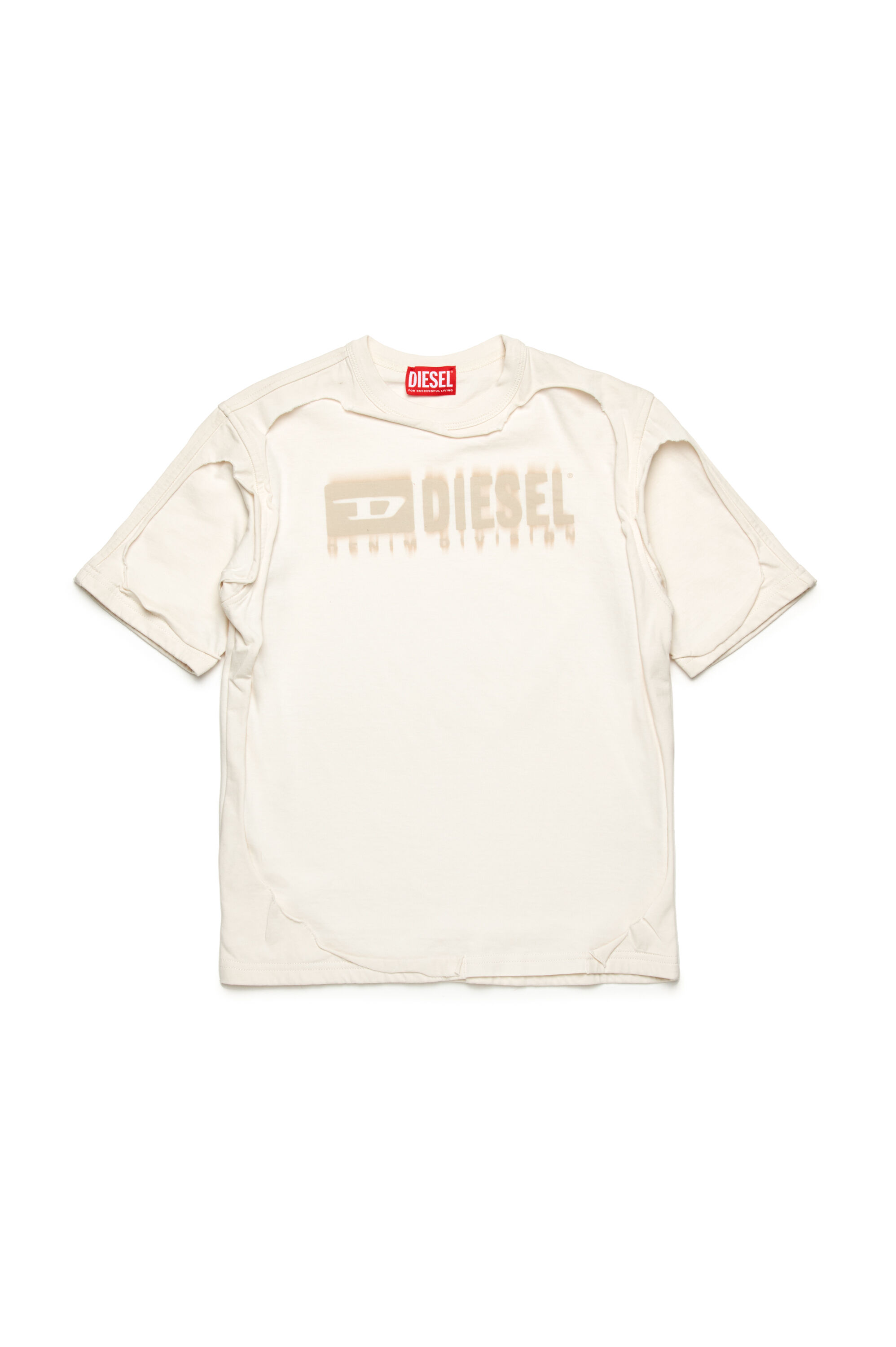 Diesel - TBOXTDBL OVER, Man's Peel-off T-shirt with dégradé logo in White - 1