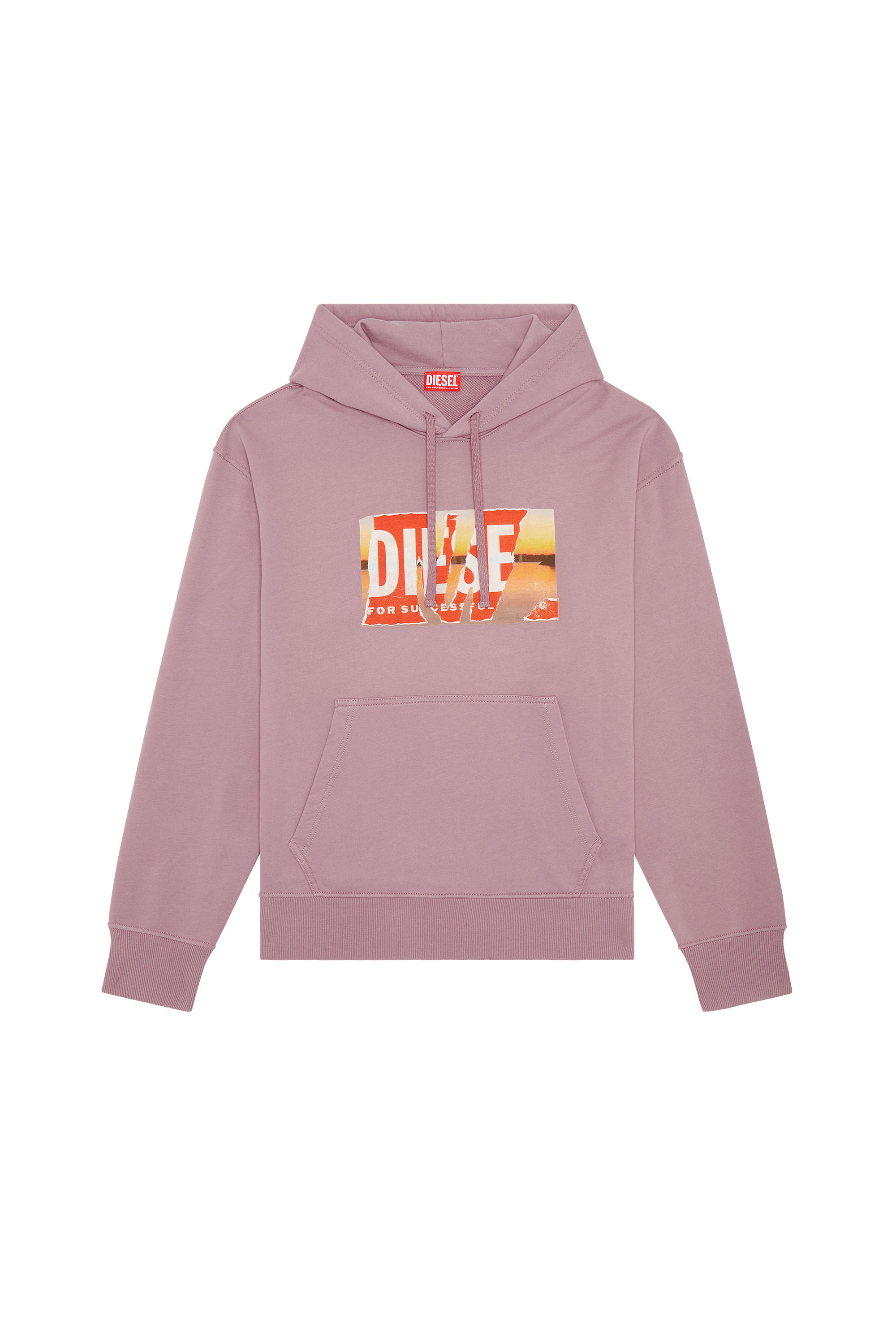 Men's Oversized hoodie with peel-off logo | Violet | Diesel