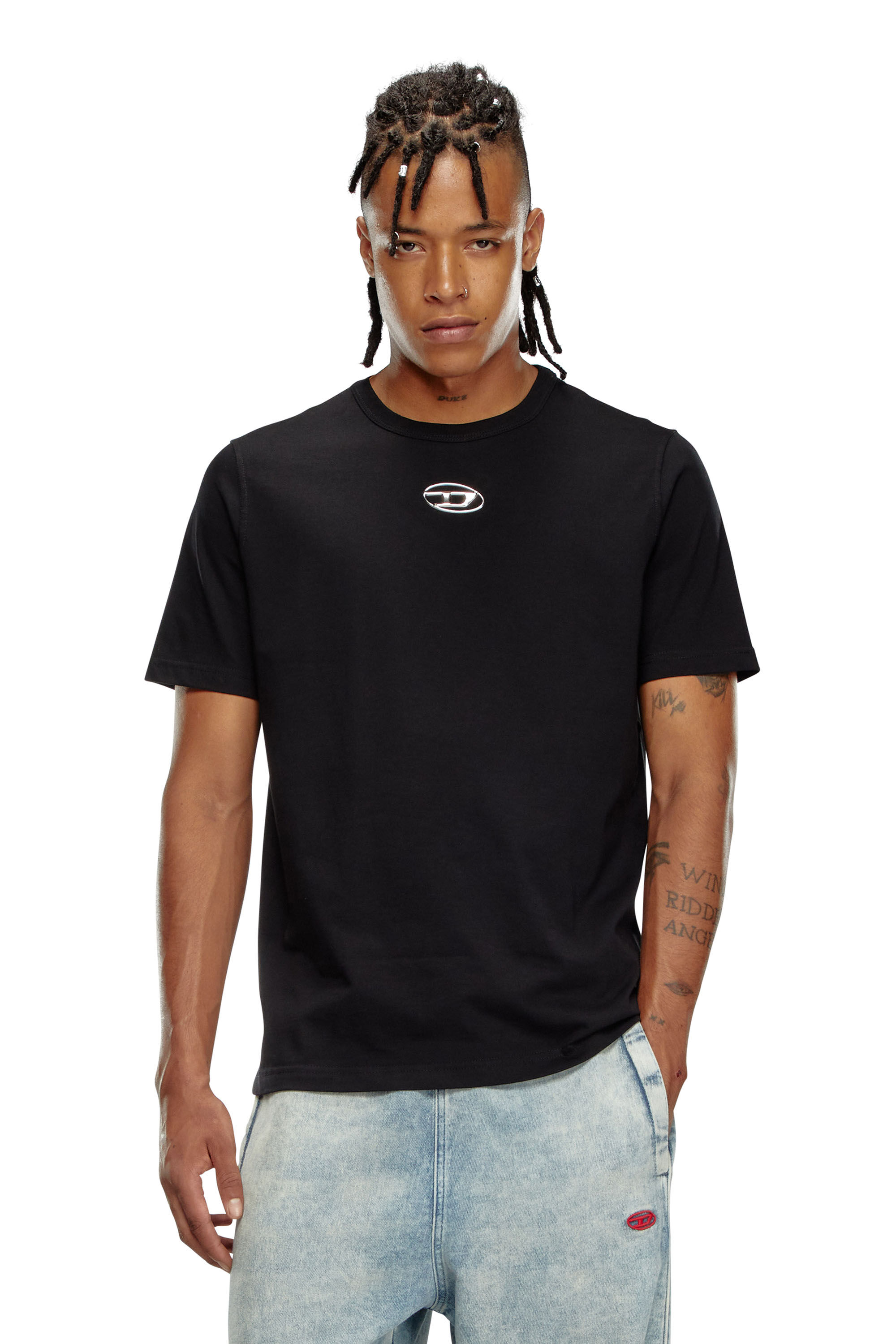 Diesel - T-ADJUST-OD, Man's T-shirt with injection moulded logo in Black - 3