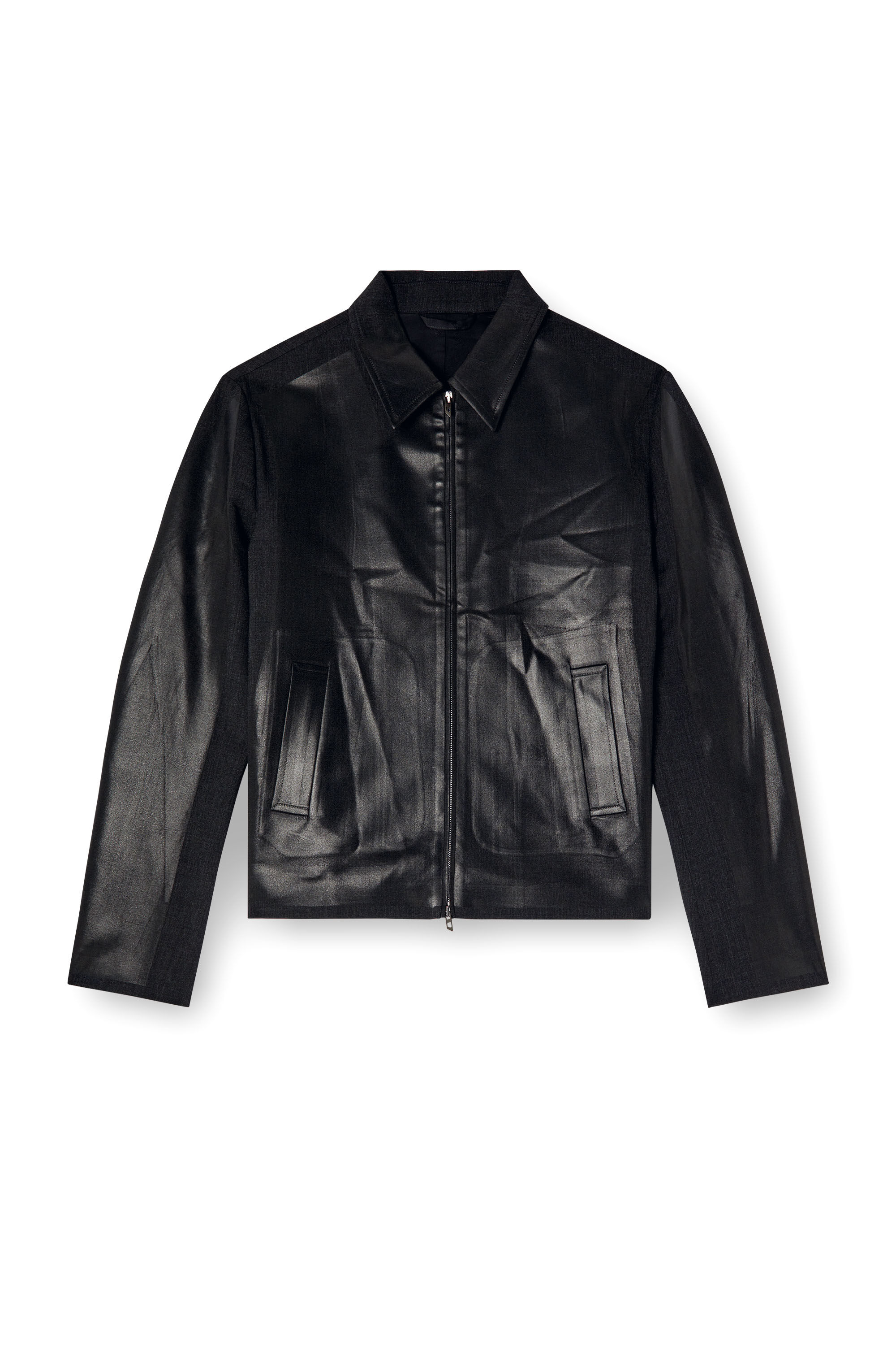 Diesel - J-KANE, Man's Coach jacket in coated Cool Wool in Black - 2