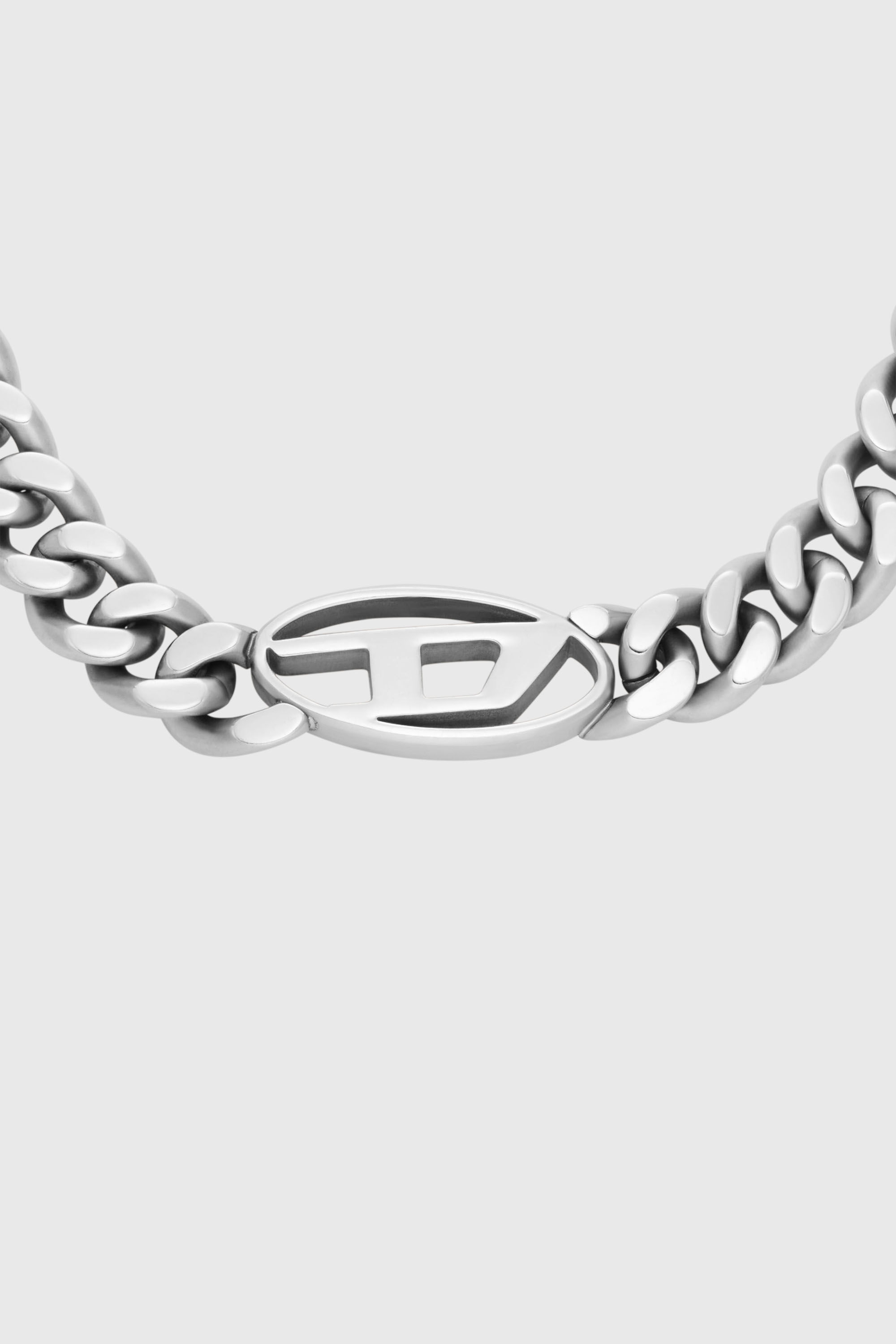Diesel - DX1433, Man's Oval D Logo Choker Necklace in Silver - 2