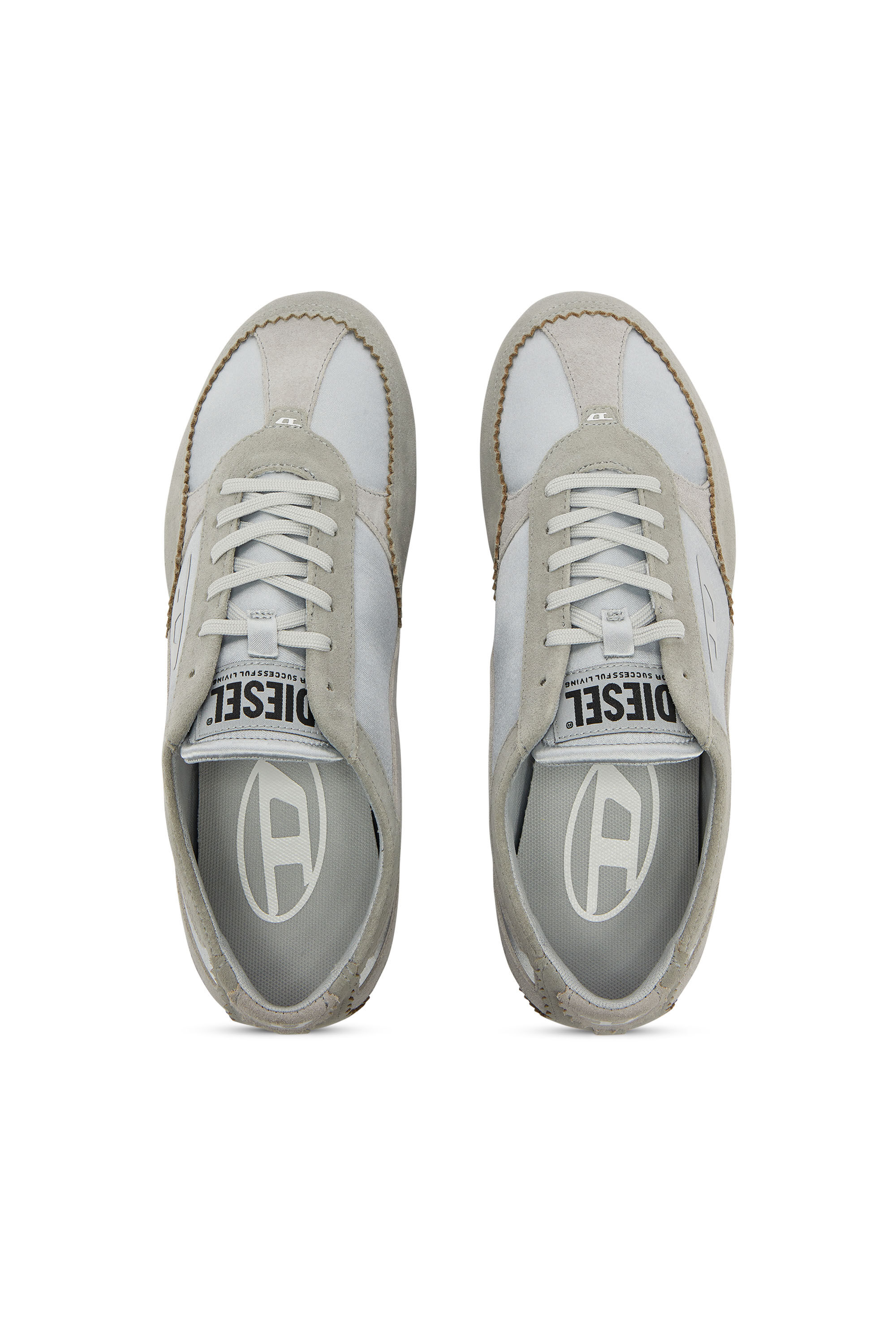 Diesel - D-MILE LOW II W, Woman's D-Mile-Flat sneakers with suede overlays in Light Blue - 4