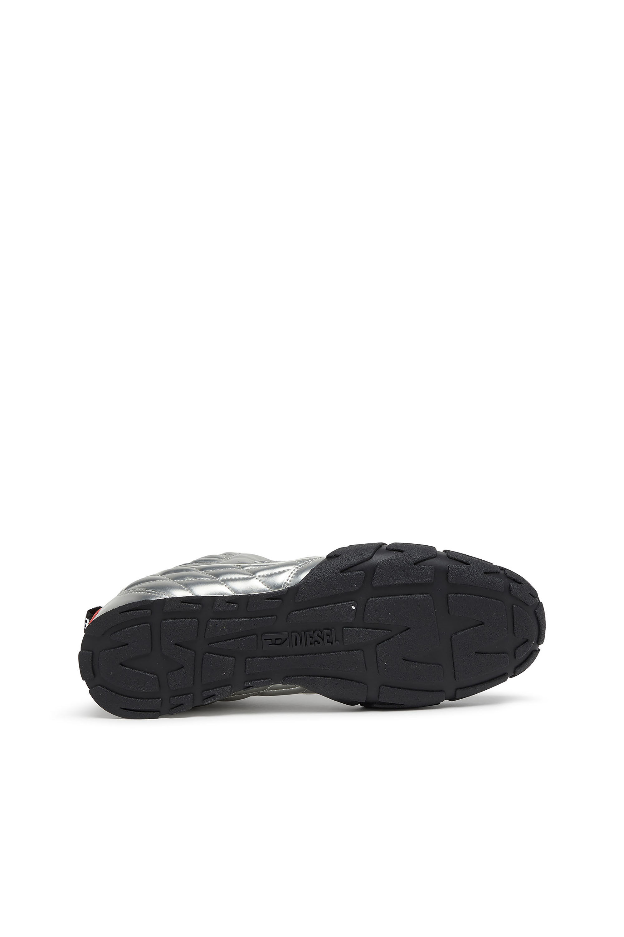Diesel - S-PAGODHA LOW W, Woman's S-Pagodha-Quilted metallic sneakers in Silver/Black - 5