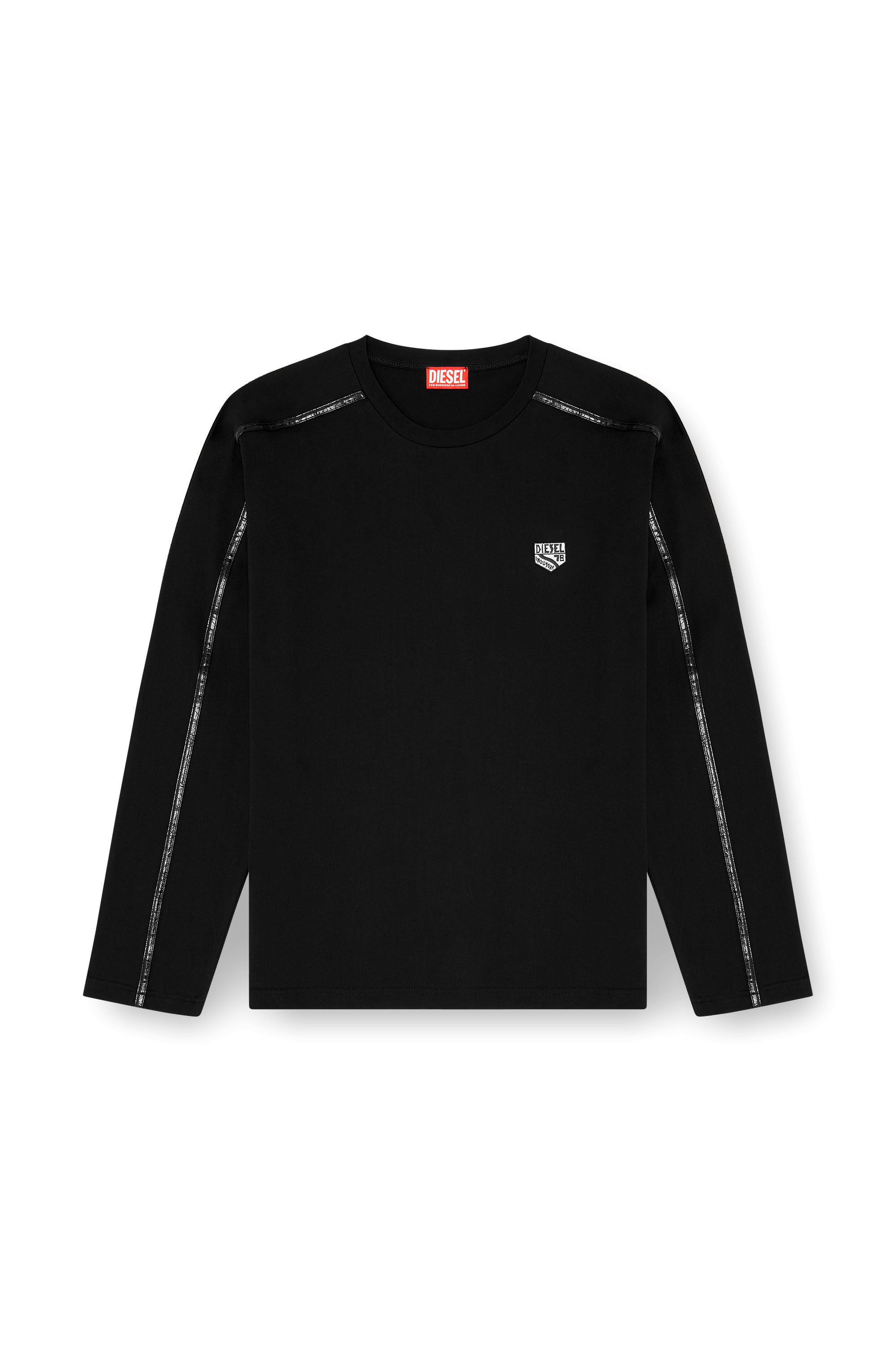 Men's Long-sleeve T-shirt with tonal trims | Black | Diesel