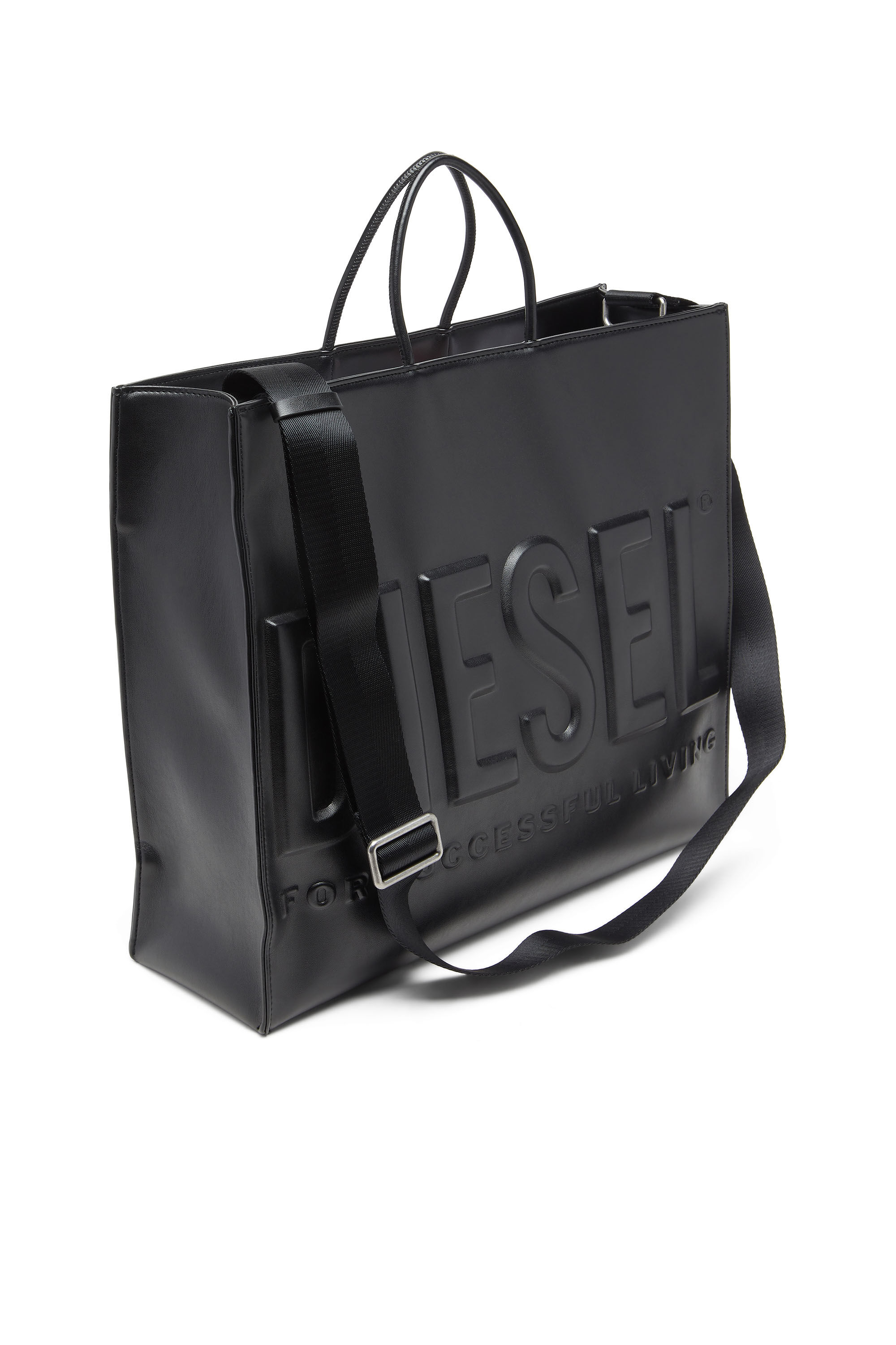 Women's Dsl 3D - Shopping bag with embossed logo | Black | Diesel