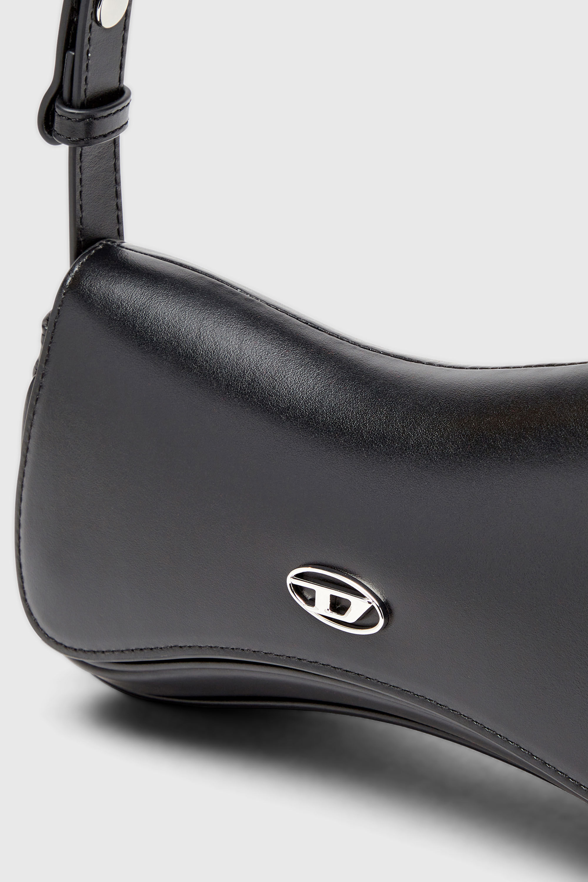 Diesel - PLAY CLUTCH, Woman's Play-Semi gloss leather shoulder bag in Black - 6