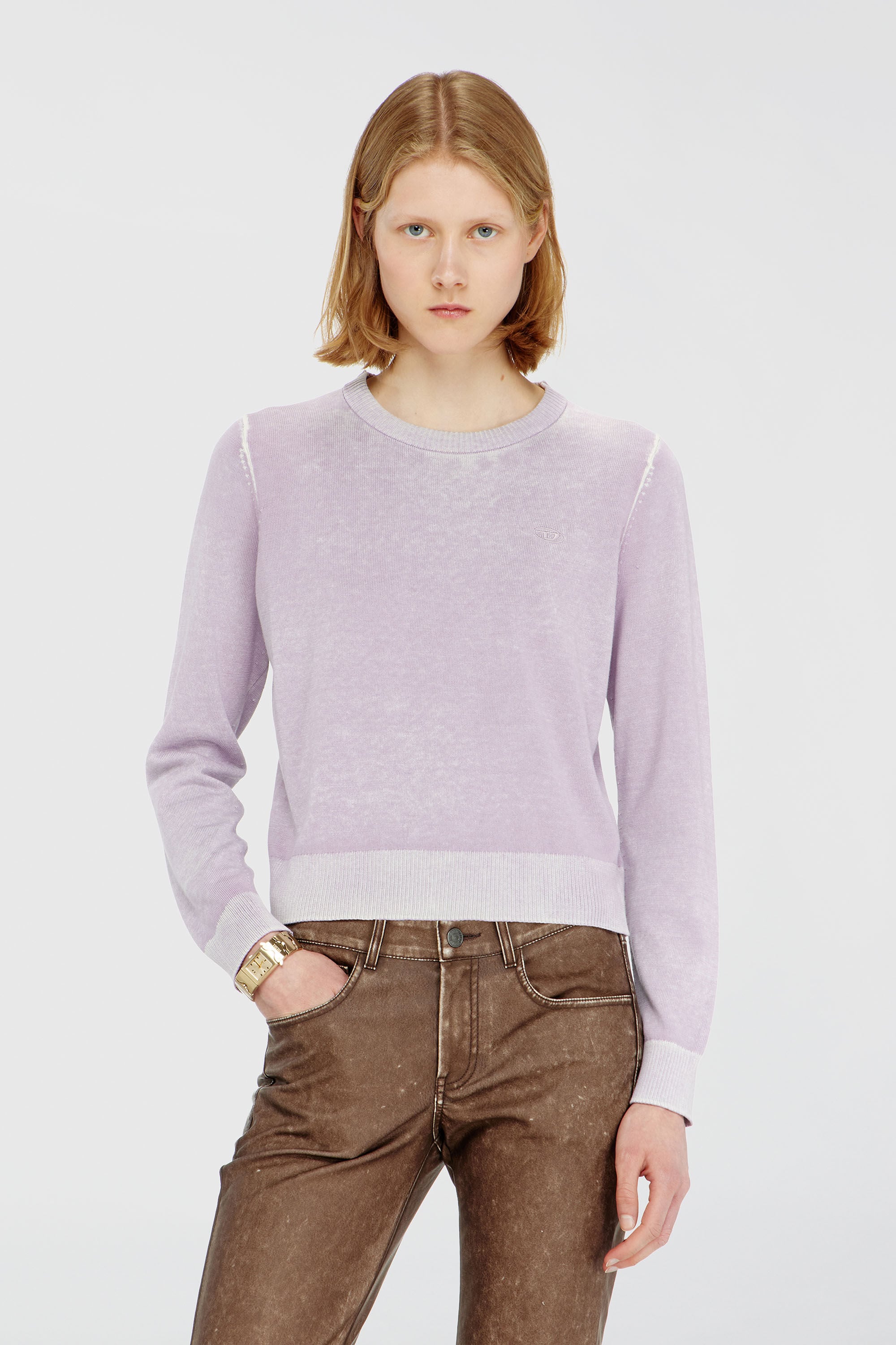 Diesel - M-LOVRE, Woman's Jumper with faded reverse print in Lilac - 3