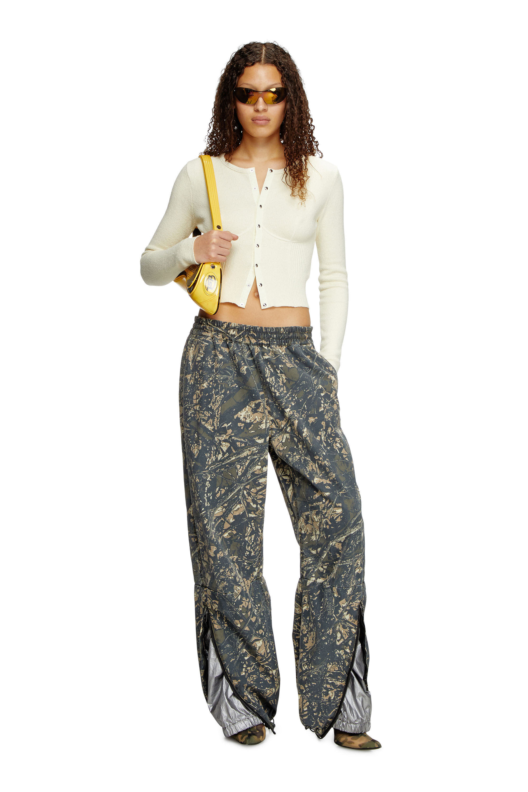 Diesel - M-LESTA, Woman's Bustier-effect cropped cardigan in White - 1