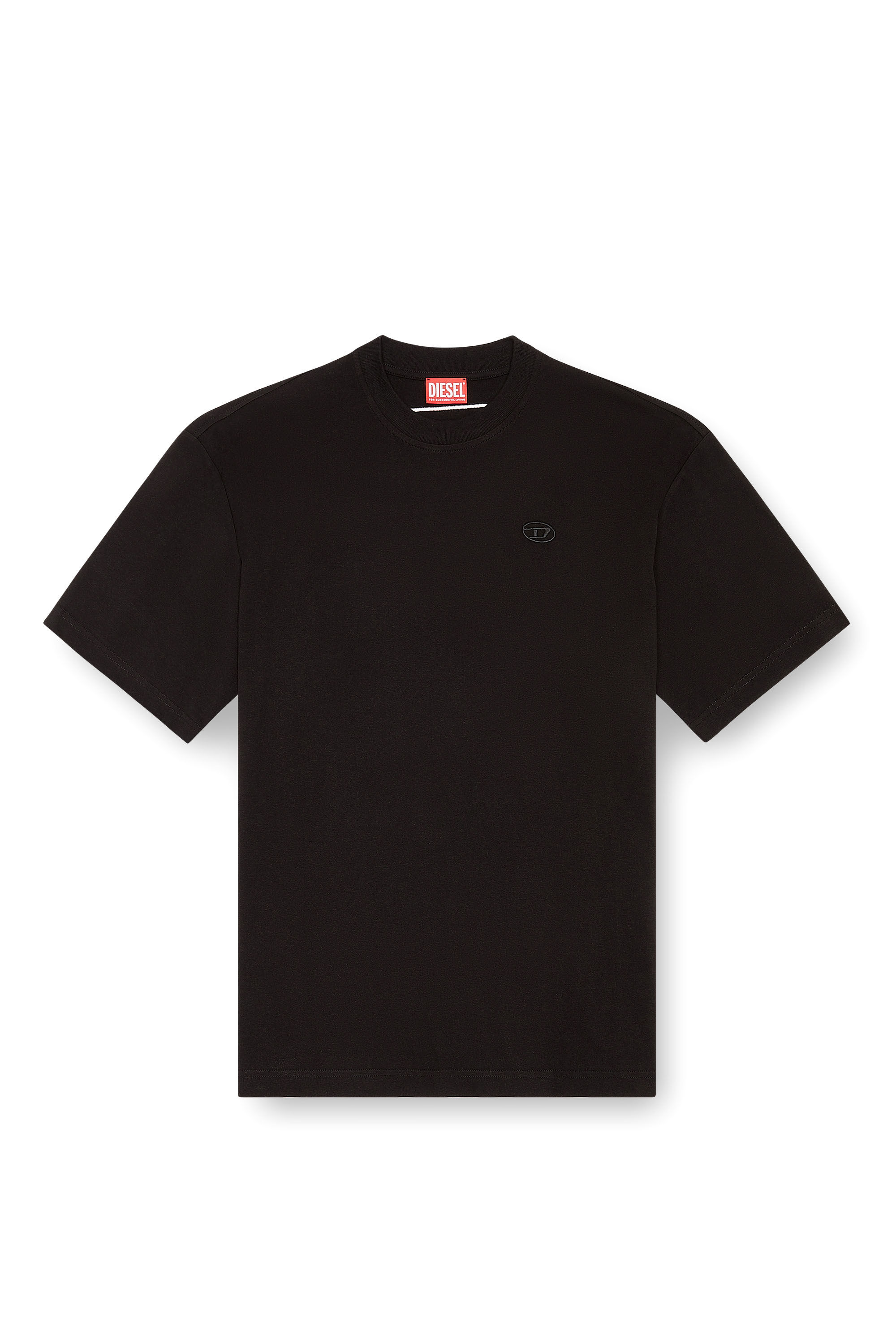 Men's T-shirt with maxi oval D embroidery | Black | Diesel