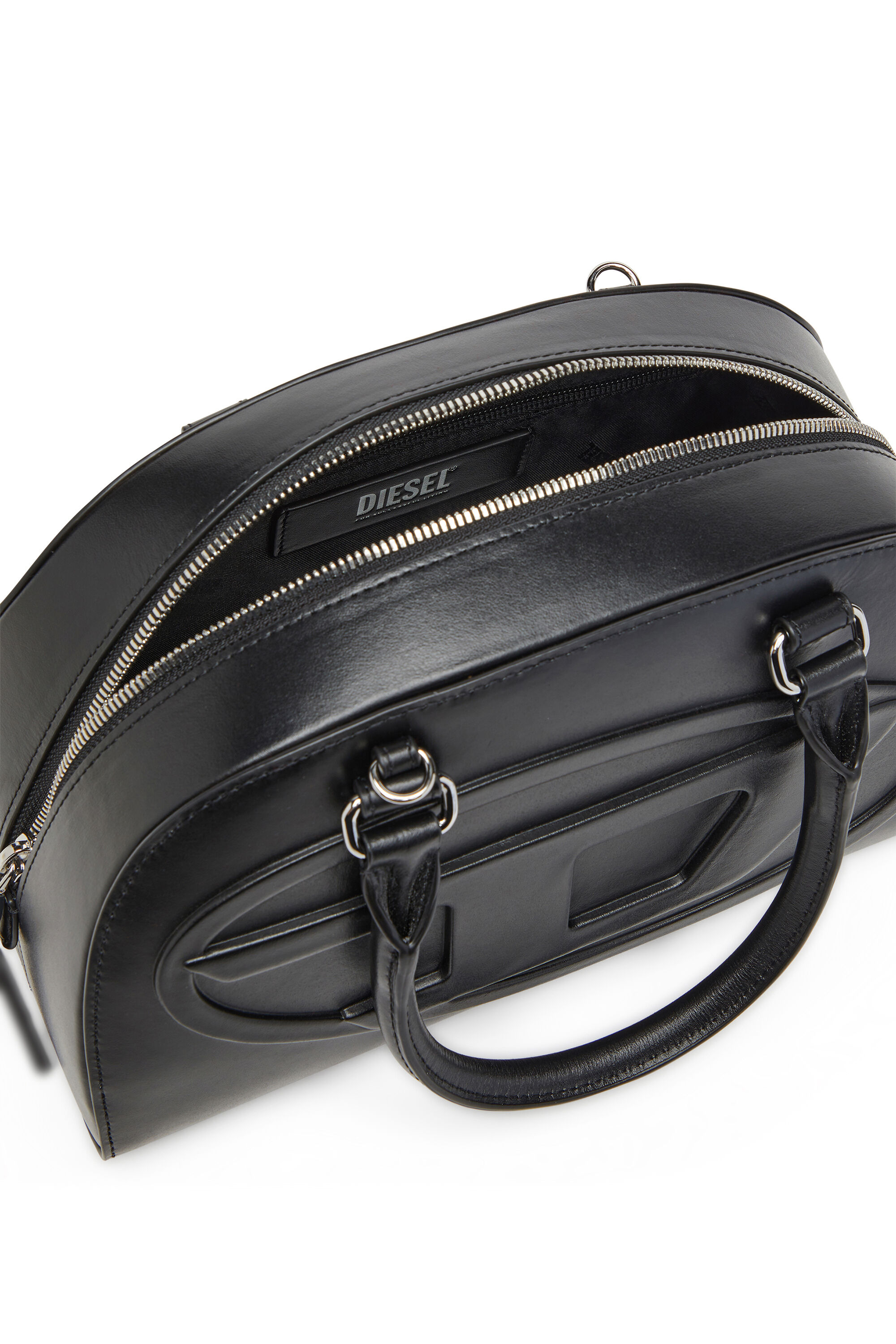 Diesel - 1DR DOME TOP HANDLE, Woman's Leather bowling bag in Black - 5