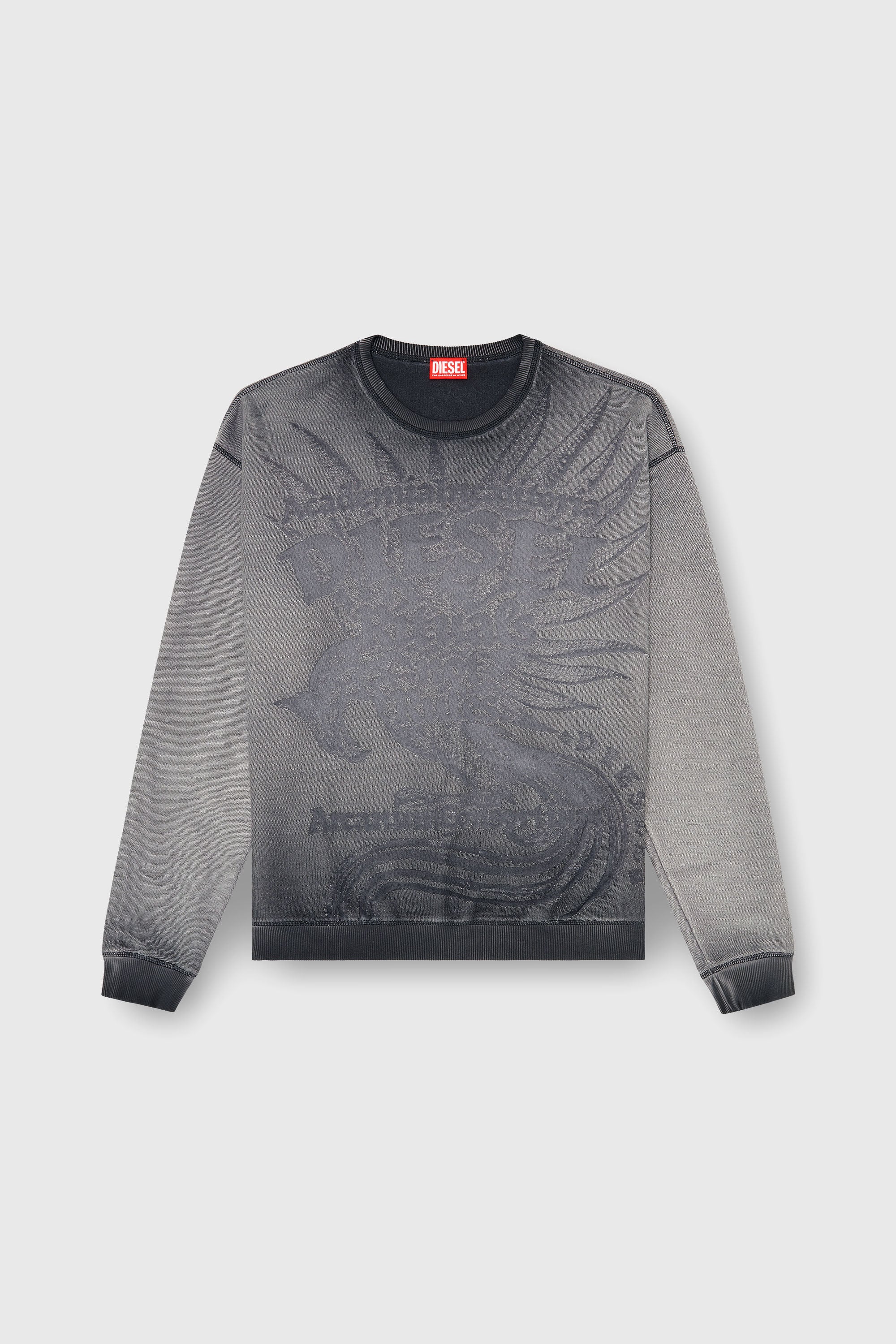 Diesel - S-ARON-RAW, Man's Sweatshirt with d&eacute;vor&eacute; print in Dark grey - 2