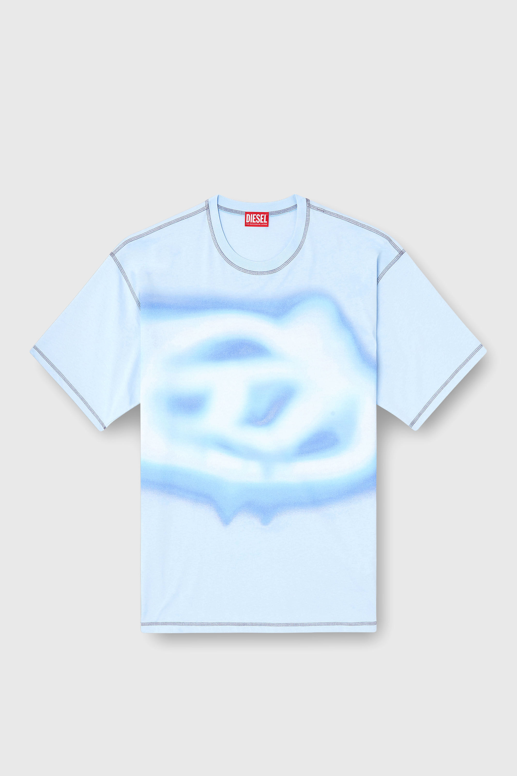 Diesel - T-BOXT-V11, Man's Relaxed T-shirt with water-effect print in Light Blue - 2