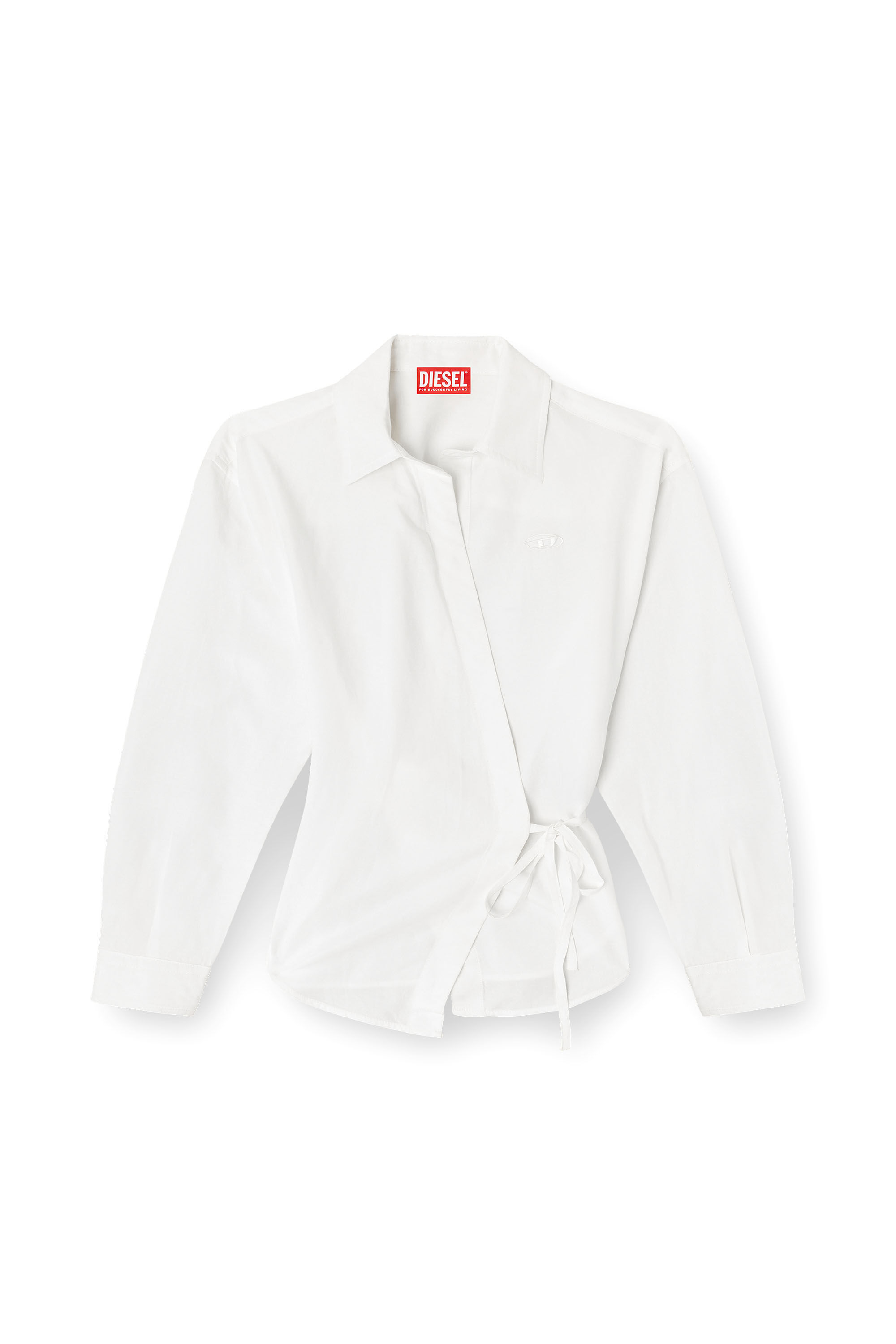 Diesel - C-DELPHOS-S3, Woman's Linen-blend shirt with wrap closure in White - 2