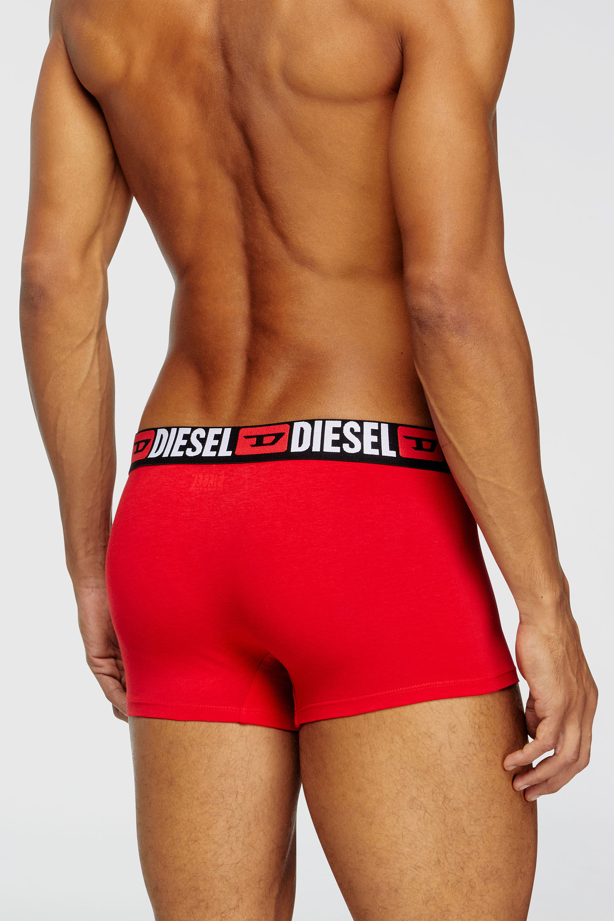Diesel - UMBX-DAMIENTHREEPACK, Man's Three-pack of all-over logo waist boxers in Red/Grey - 4