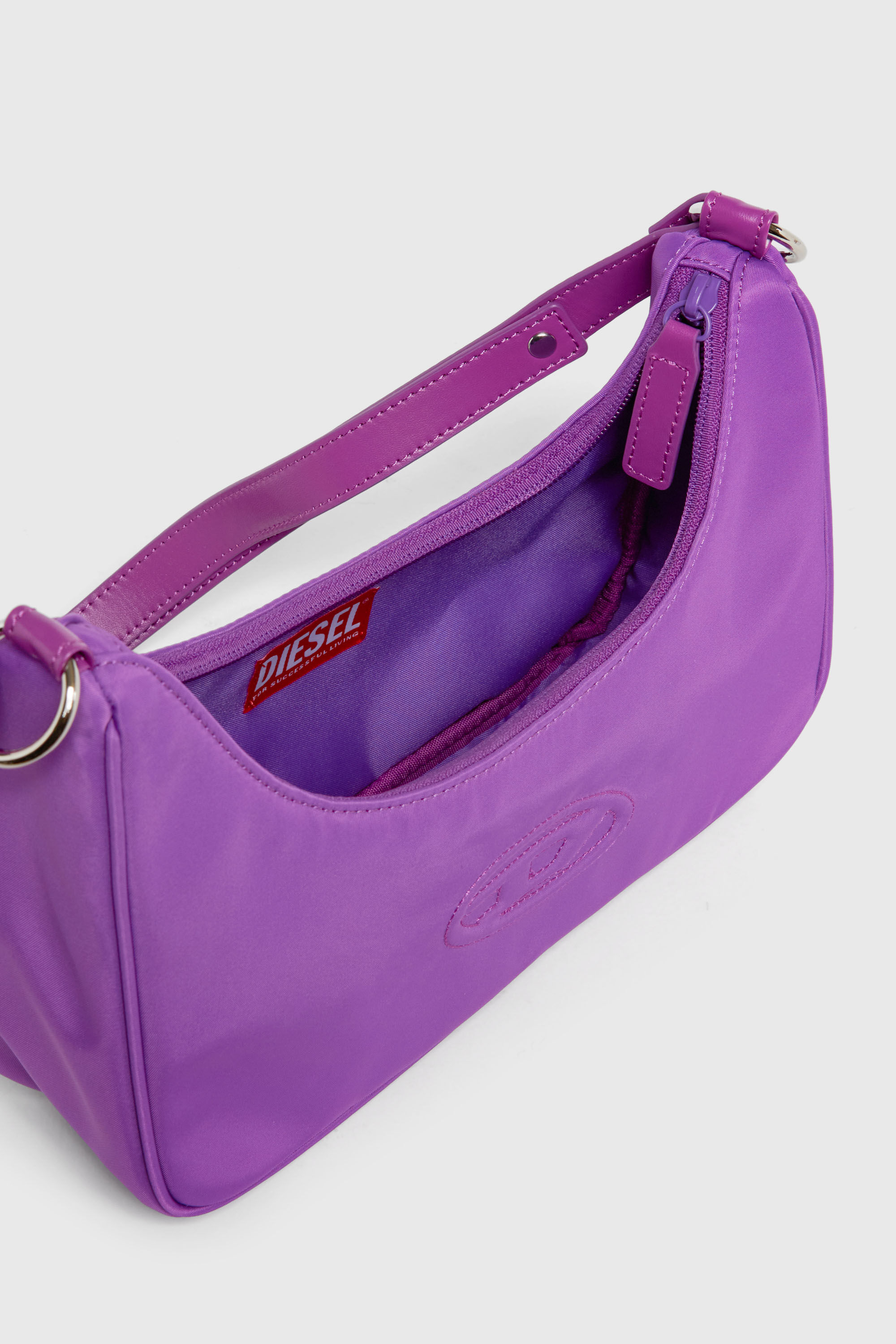 Diesel - WUNSY, Woman's WUNSY - Nylon shoulder bag with Oval D logo in Violet - 4
