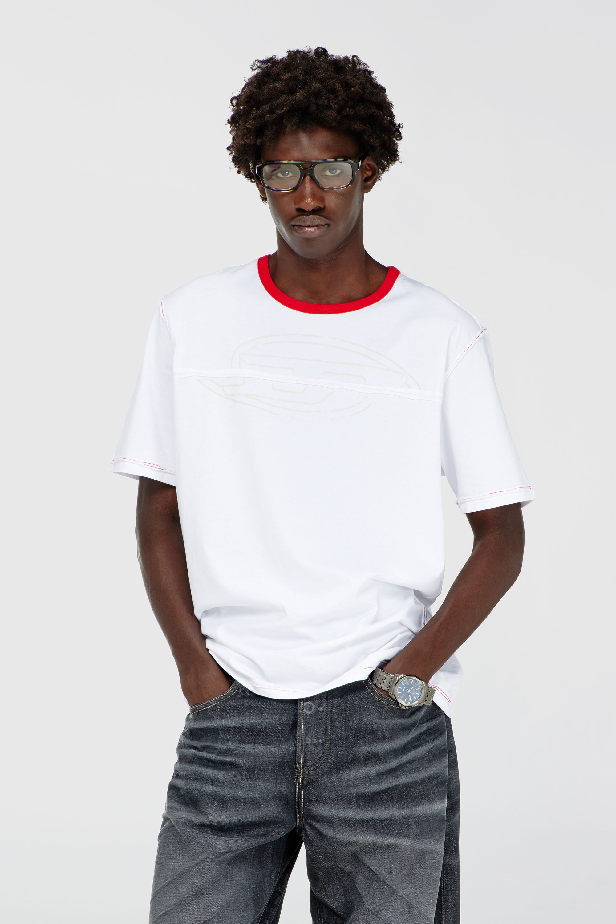 Diesel - T-ADJUST-CUT-OD, Man's T-shirt with sectioned Oval D in null - 2