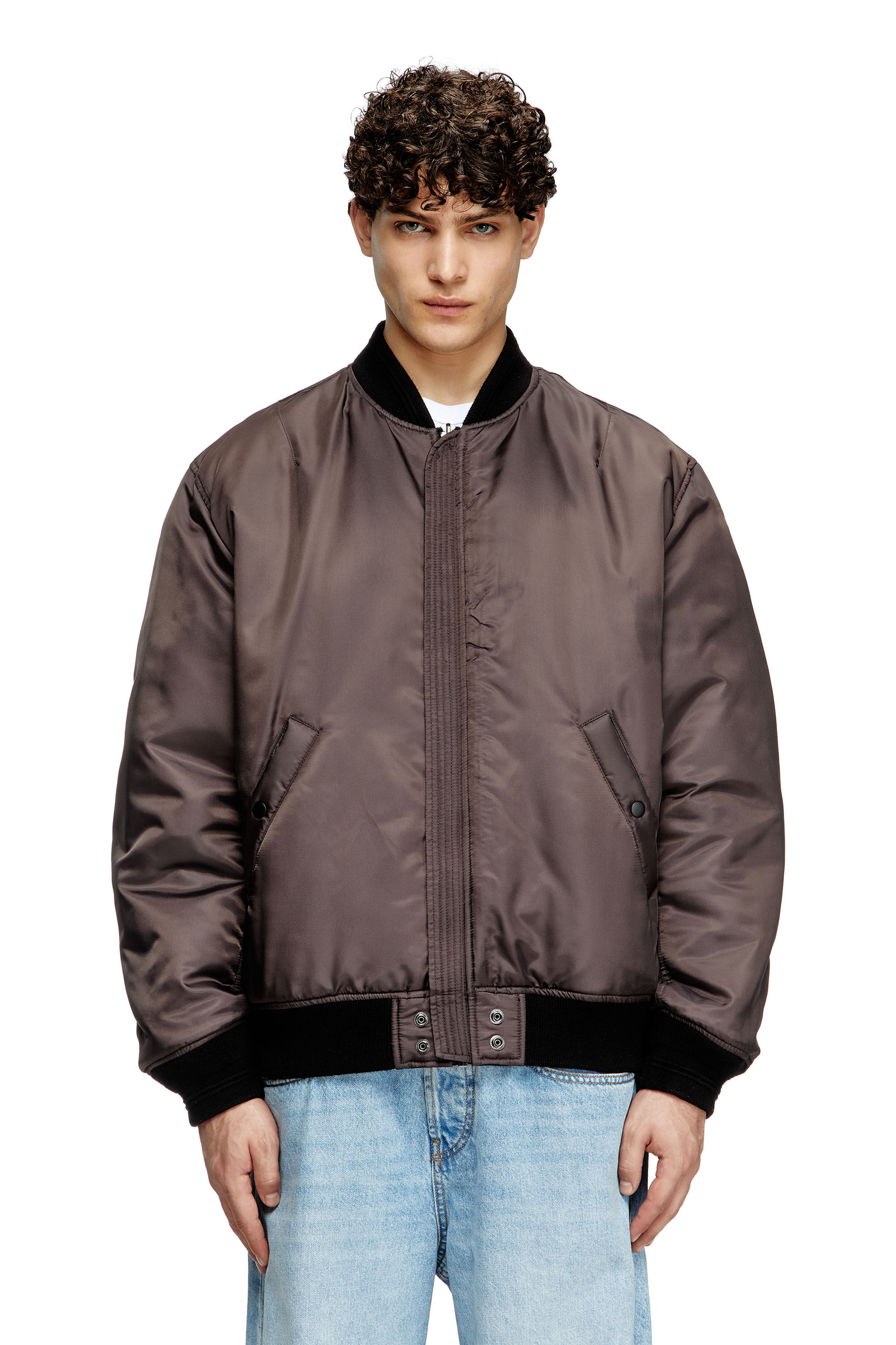 Men's Bomber jacket in padded nylon with Oval D | Black | Diesel SI