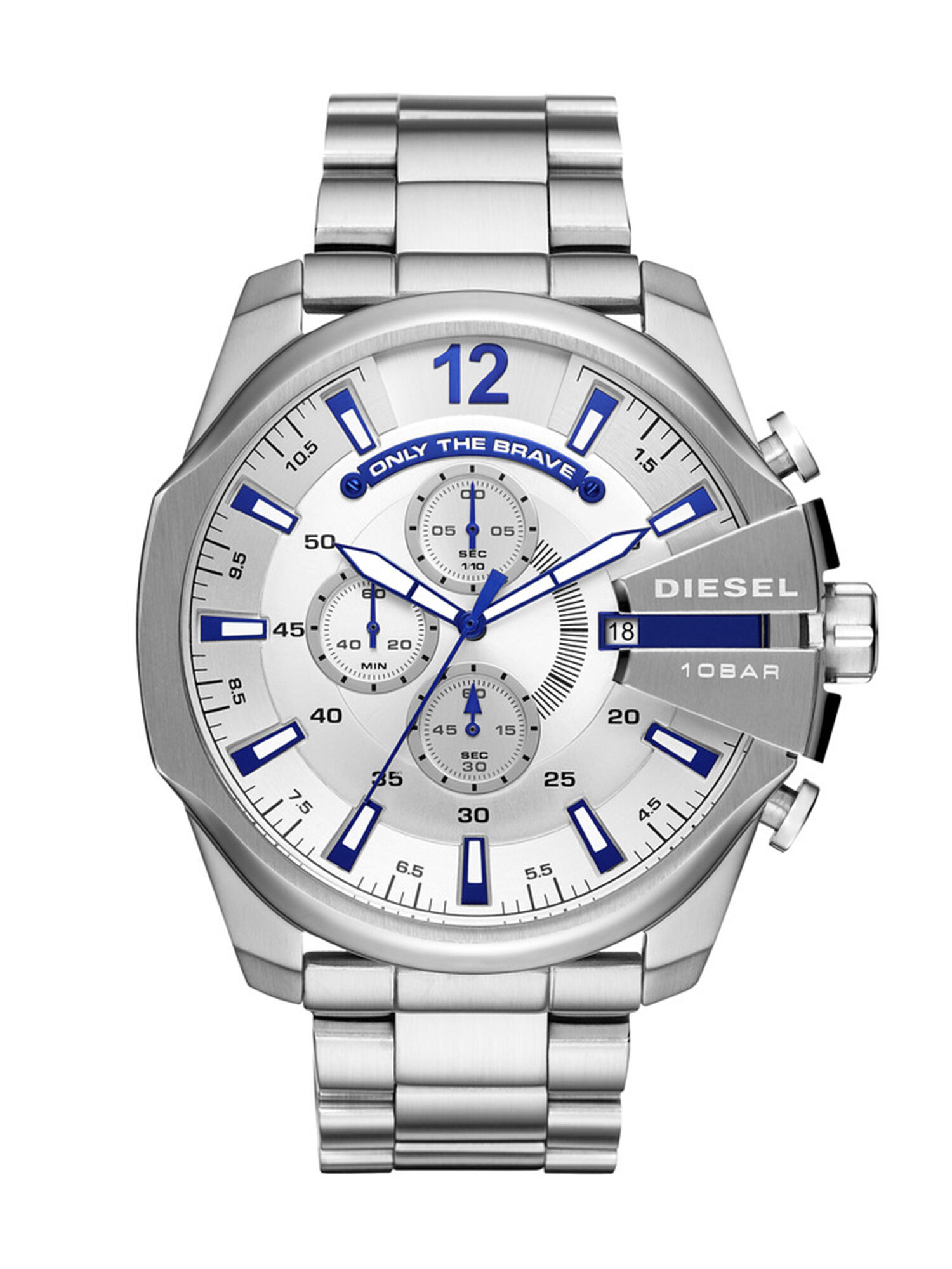 DZ4477 Man: Silver watch with three-link strap, 51 mm | Diesel