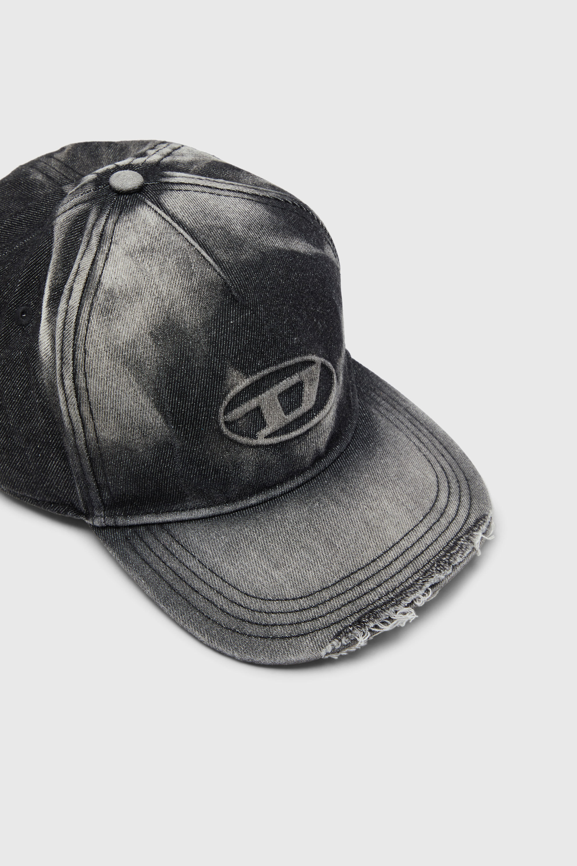 Diesel - C-SEYMON-BLACK, Man's Baseball cap in destroyed denim in Black - 3