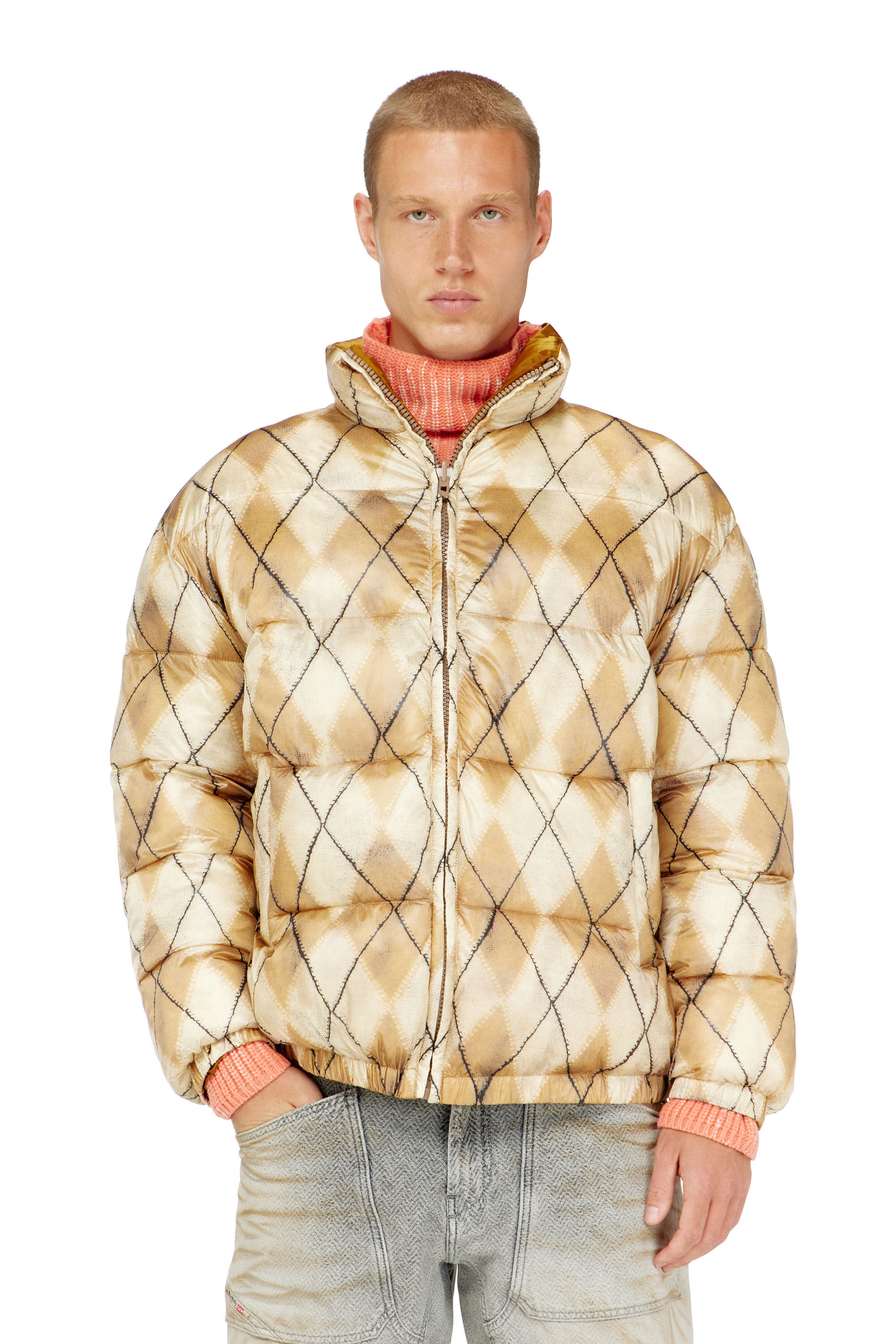 Diesel - W-BOURB-DLCK, Man's Reversible puffer jacket with argyle print in null - 3