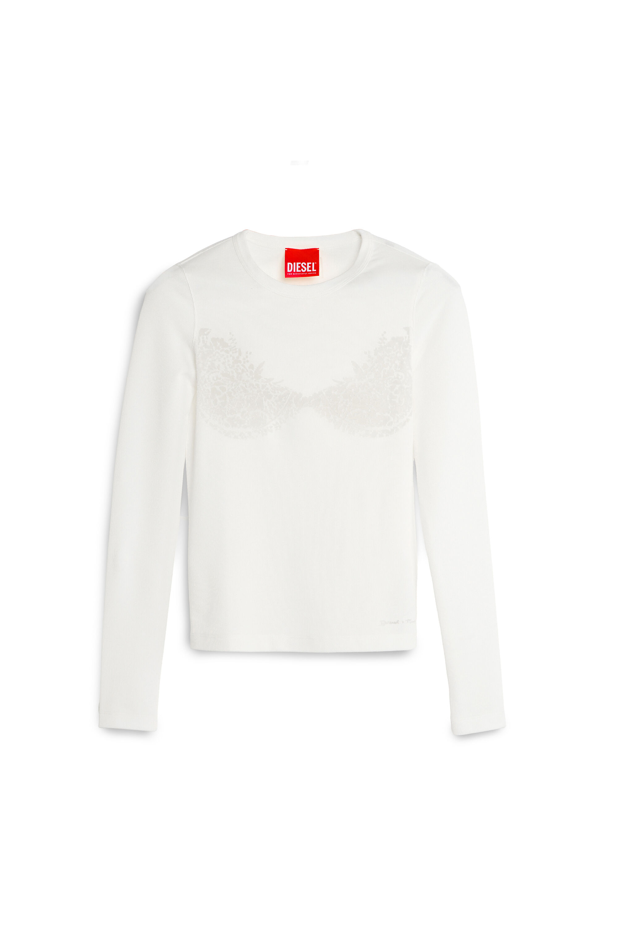 Diesel - PR-T-MOKKI-LS-R, Woman's Top with devor&eacute; lace effect in White - 2