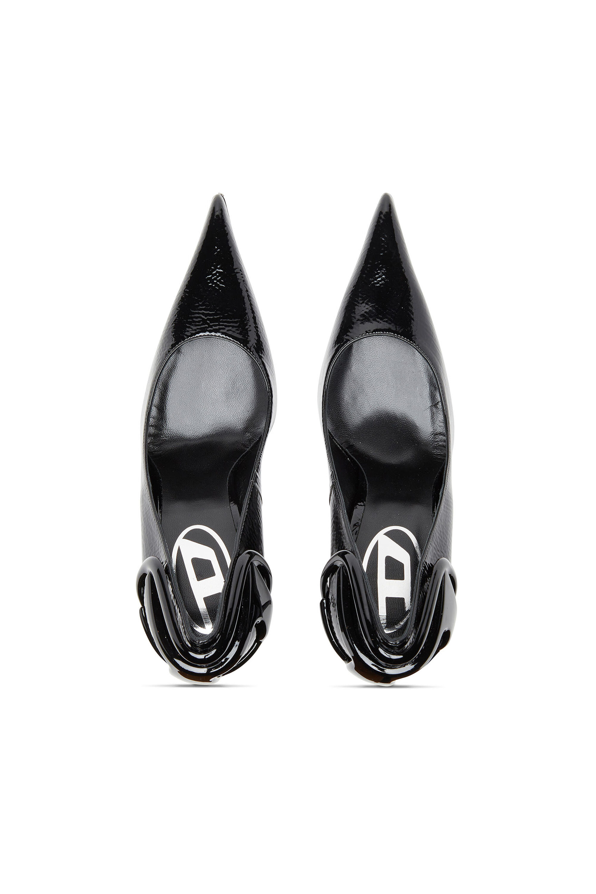 Diesel - D-TEN&HALF P, Woman's D-Ten&Half-Glossy pumps with curved heel in Black - 4