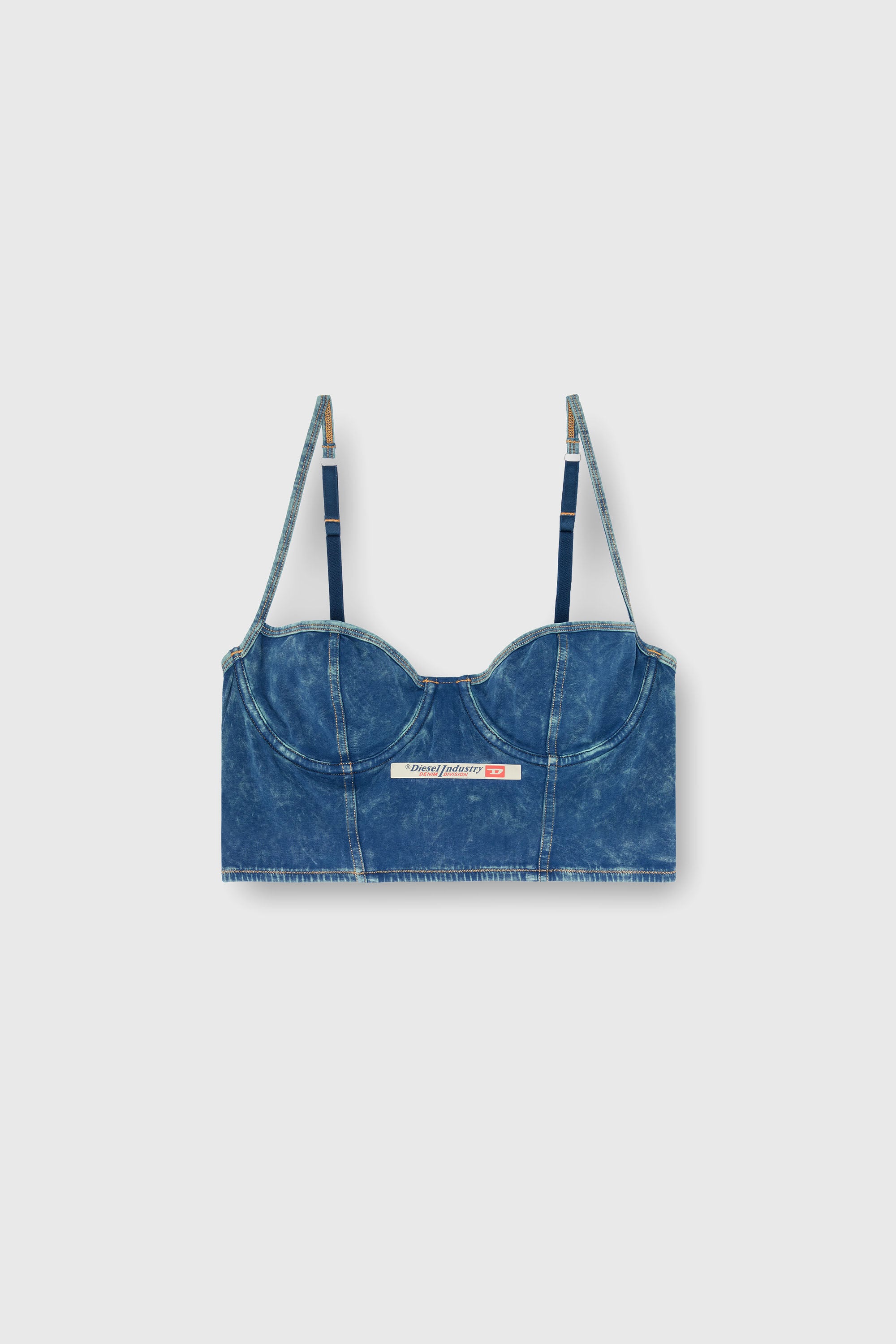 Diesel - SHEILA-DNM, Woman's Bustier top in denim-effect cotton in Blue - 6