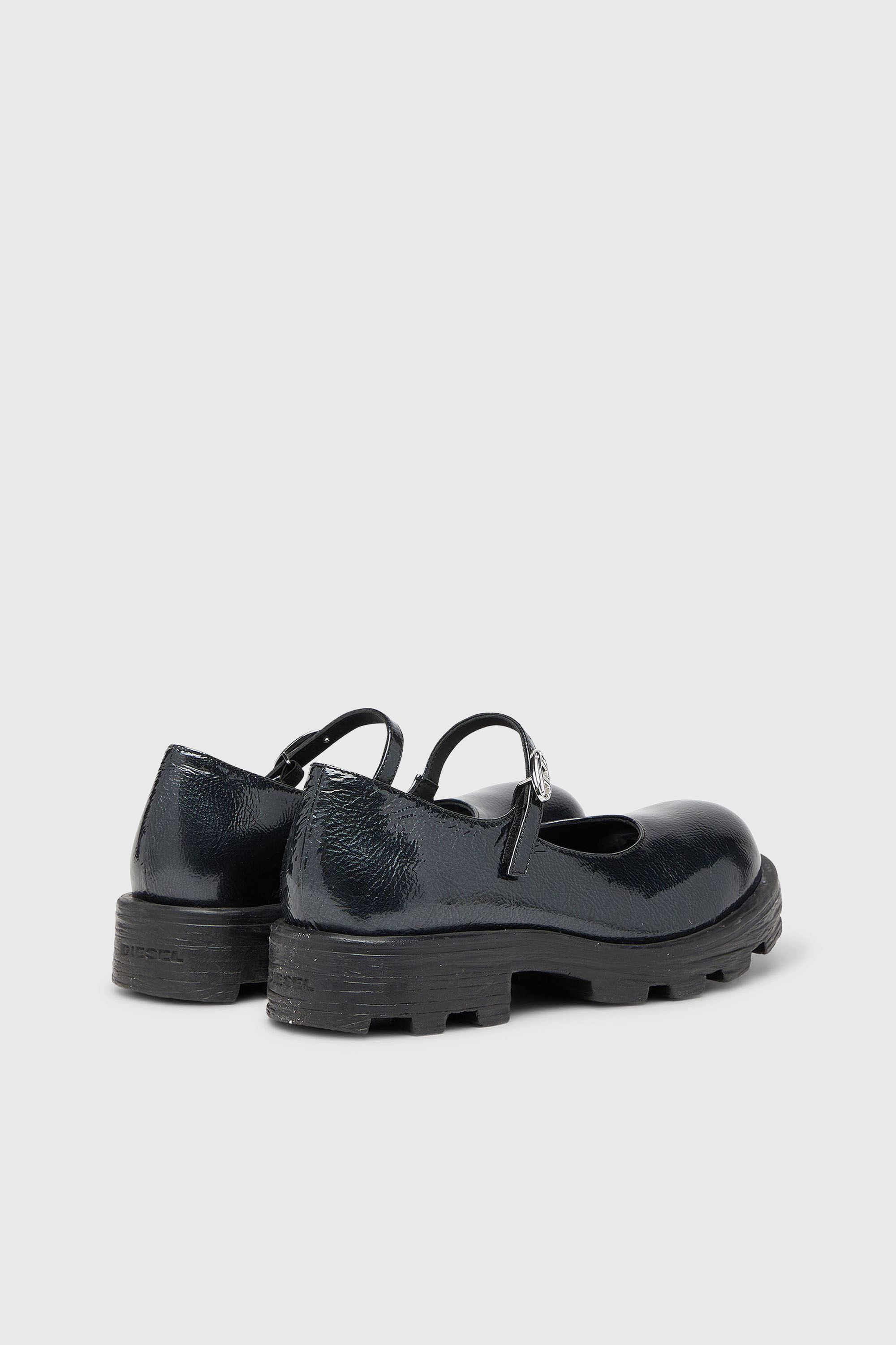 Diesel - D-HAMMER MARY JANE, Woman's D-Hammer - Lugged Mary Jane flats in patent leather in Black - 3