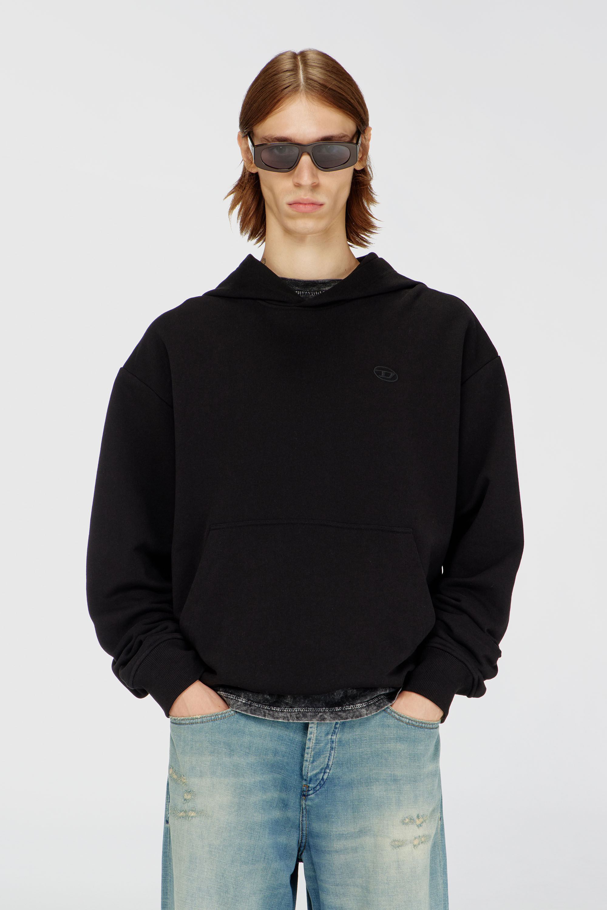 Diesel - S-MACS-HOOD-MEGOVAL-D, Man's Hoodie with logo embroidery in Black - 3