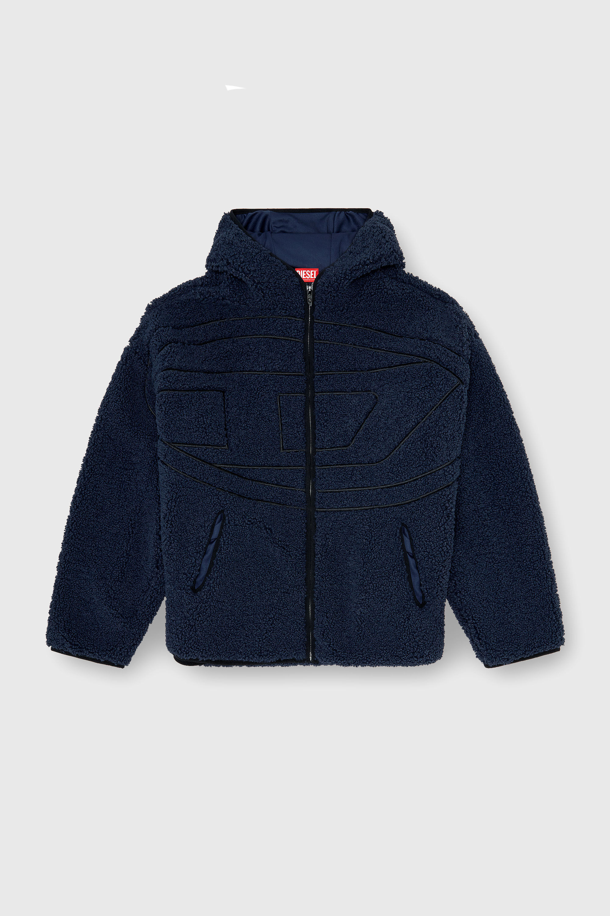 Diesel - S-ZAT, Man's Teddy hoodie sweatshirt in Dark Blue - 2