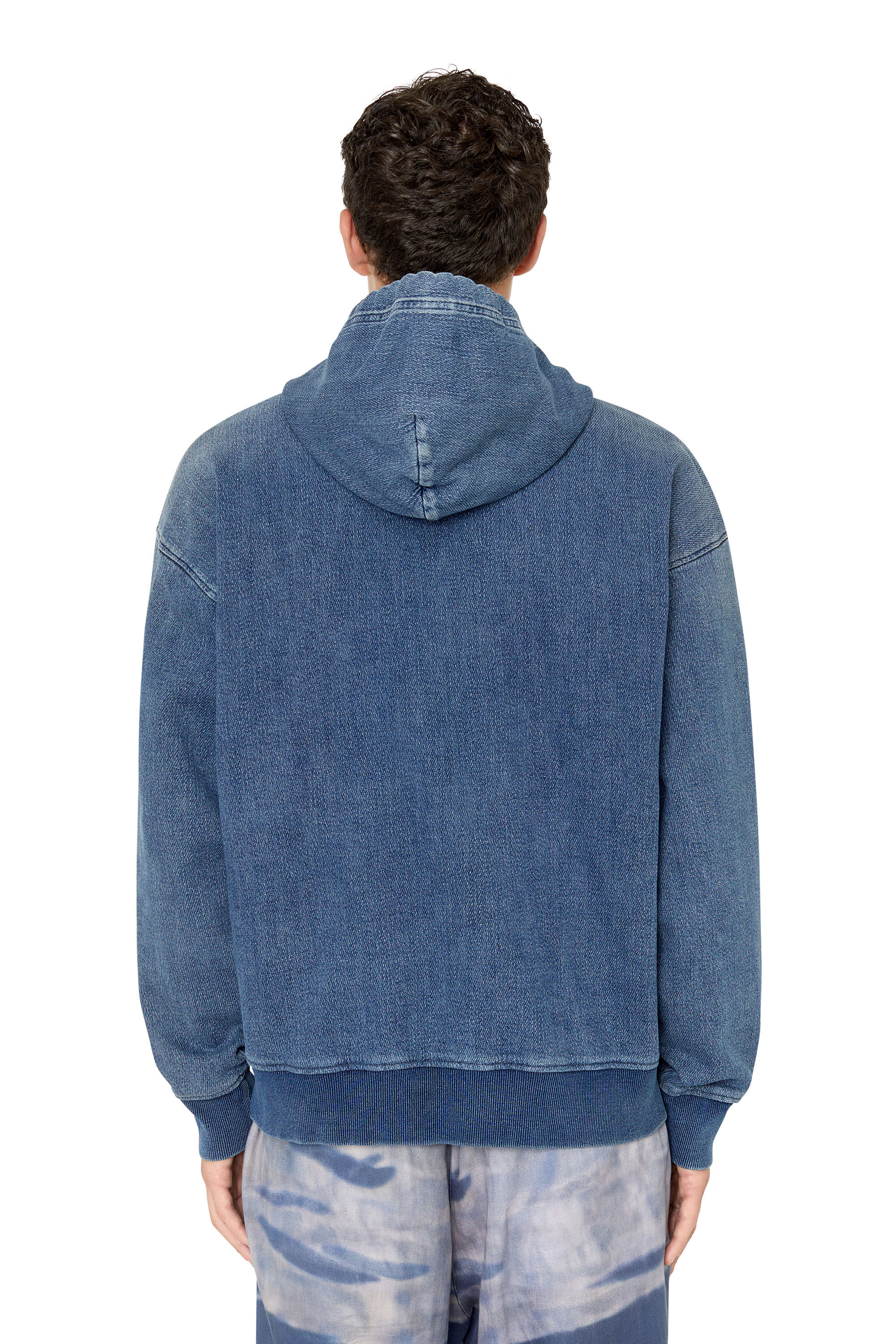 Diesel - D-UM-RIB TRACK DENIM HOODIE, Medium blue - Image 4