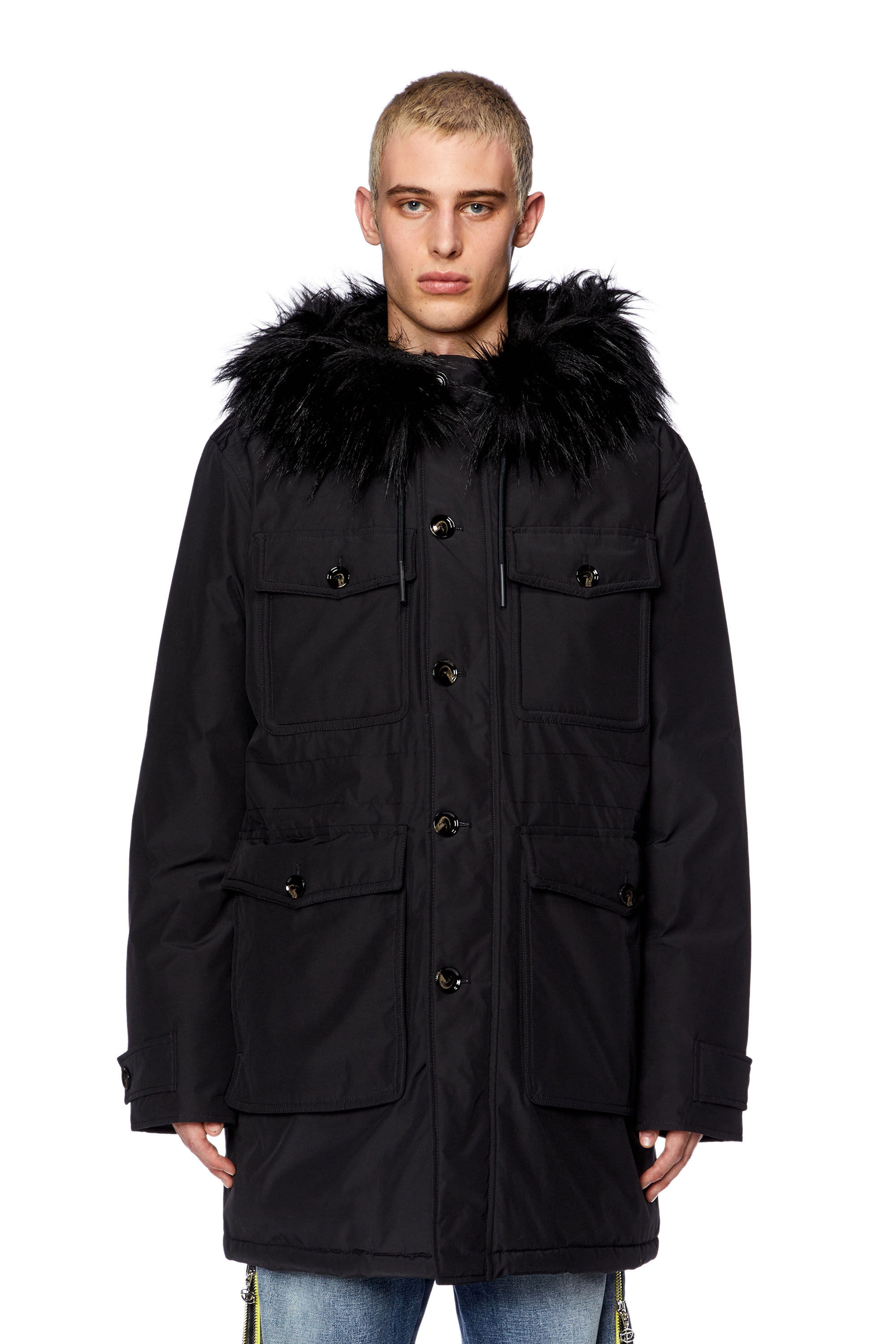 Men s Padded parka with fluffy trim at hood W JORGY Diesel
