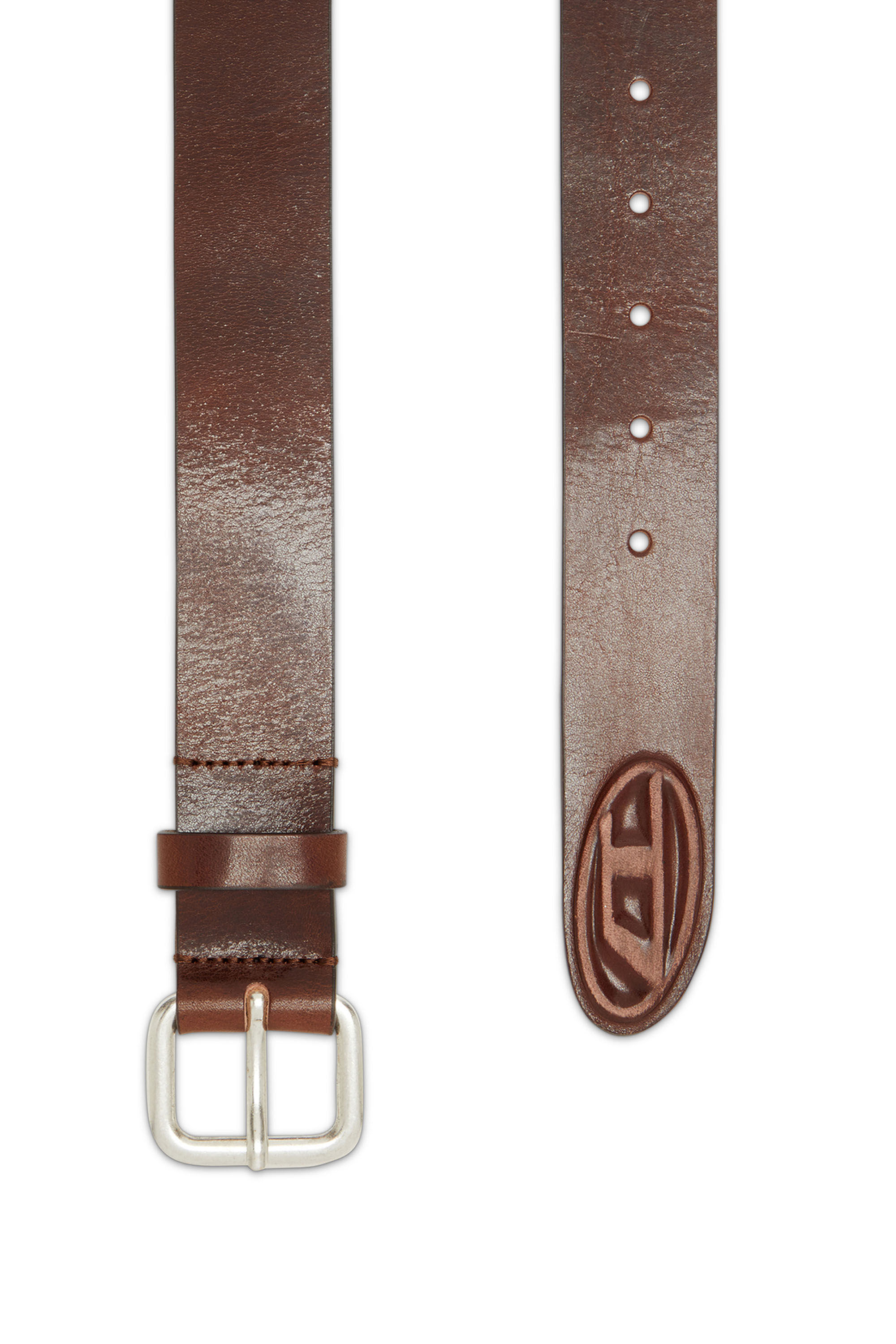 Men's Leather belt metal logo insert | Diesel B-1DR SCRATCH END