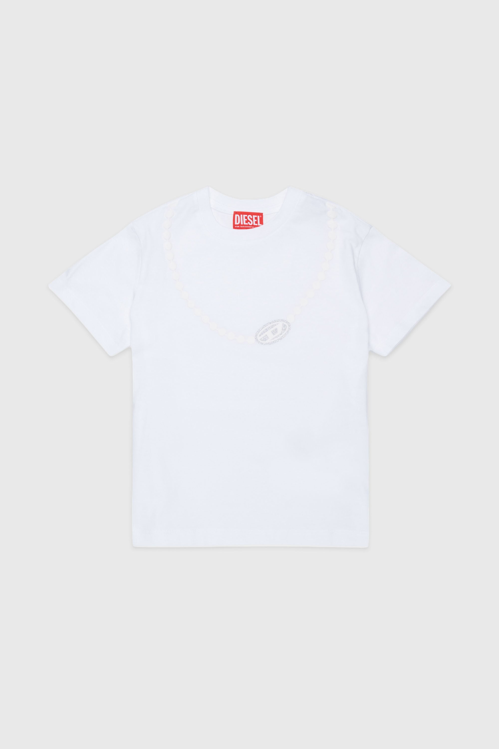 Diesel - TICLA, Woman's Cotton T-shirt with necklace print in White - 1