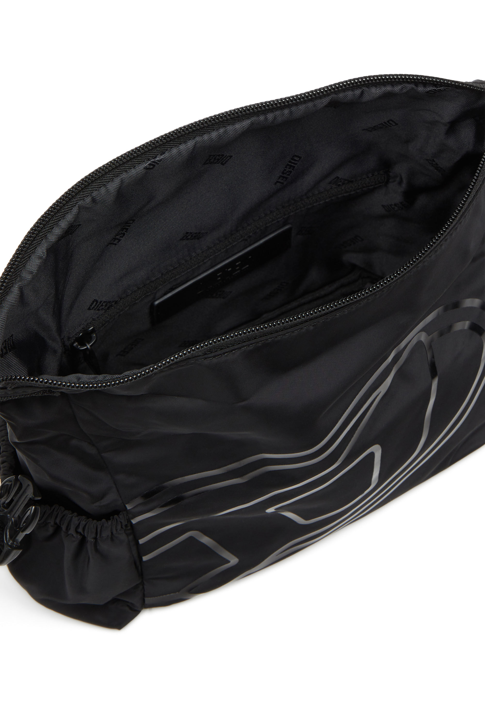 Diesel - DRAPE WASH BAG X, Man's Nylon wash bag with Oval D print in Black - 2