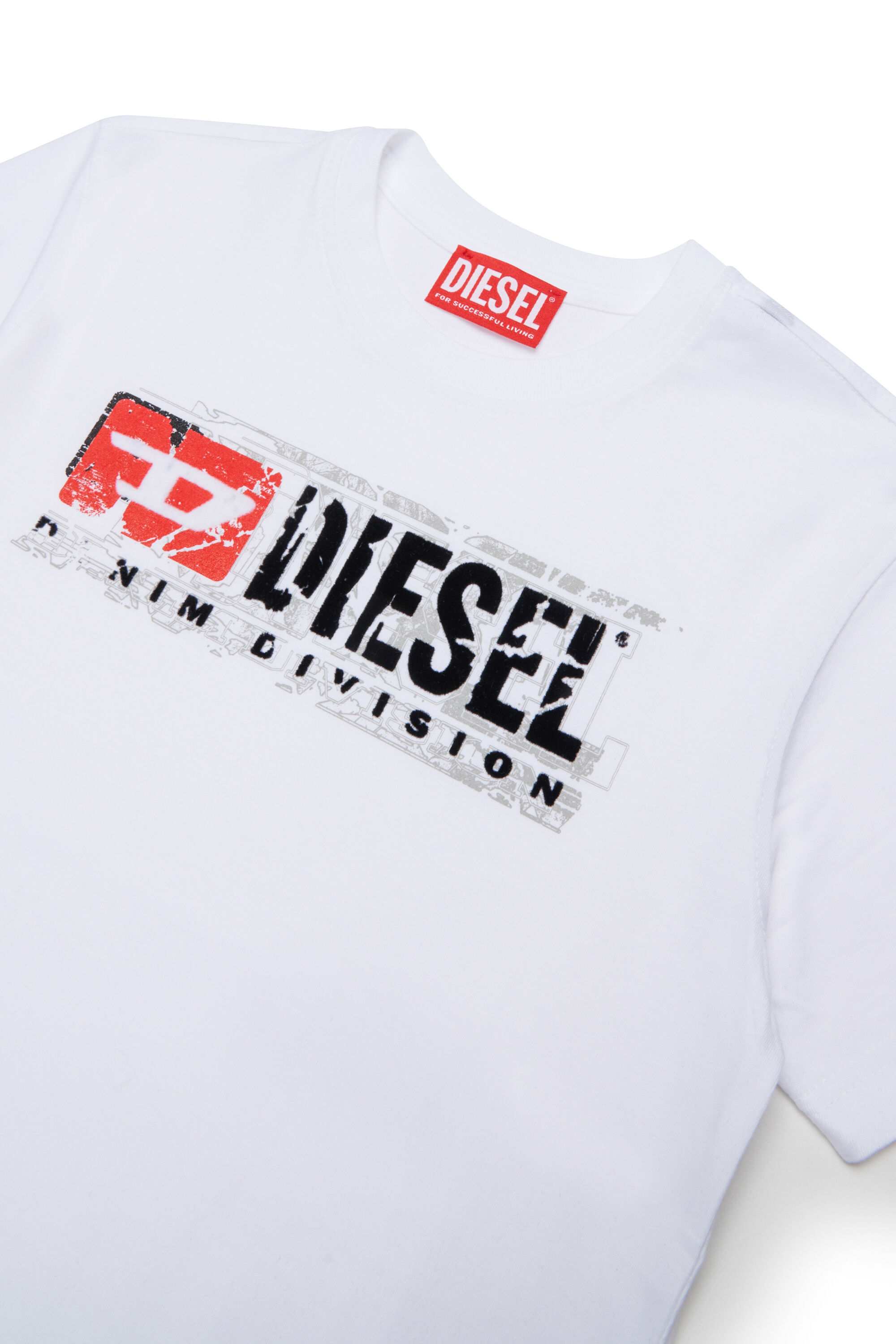Diesel - TLOMIX, Man's T-shirt with distressed logo print in White - 3