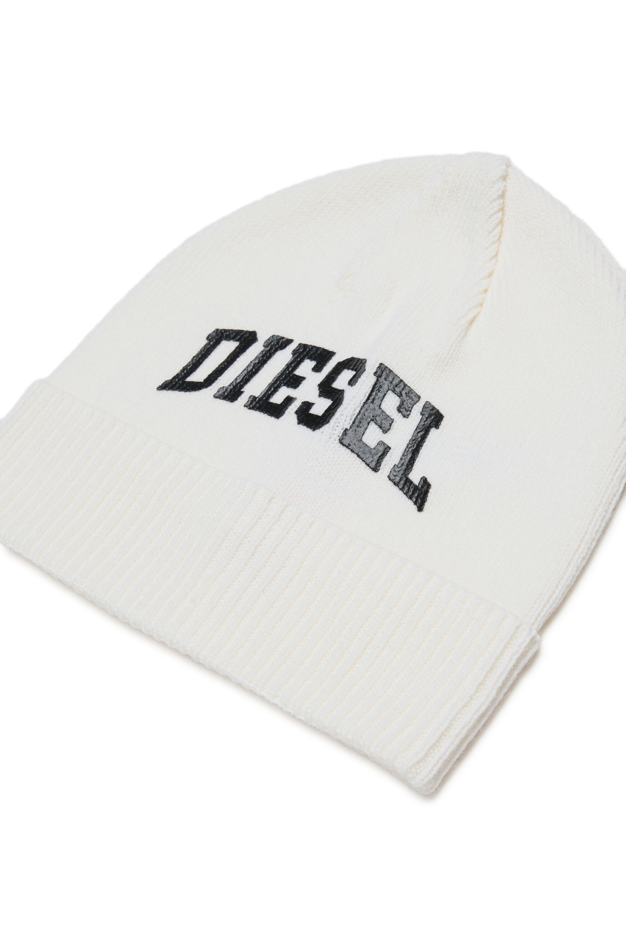 Diesel - FBAND, Unisex's Wool-blend beanie with logo in White - 3