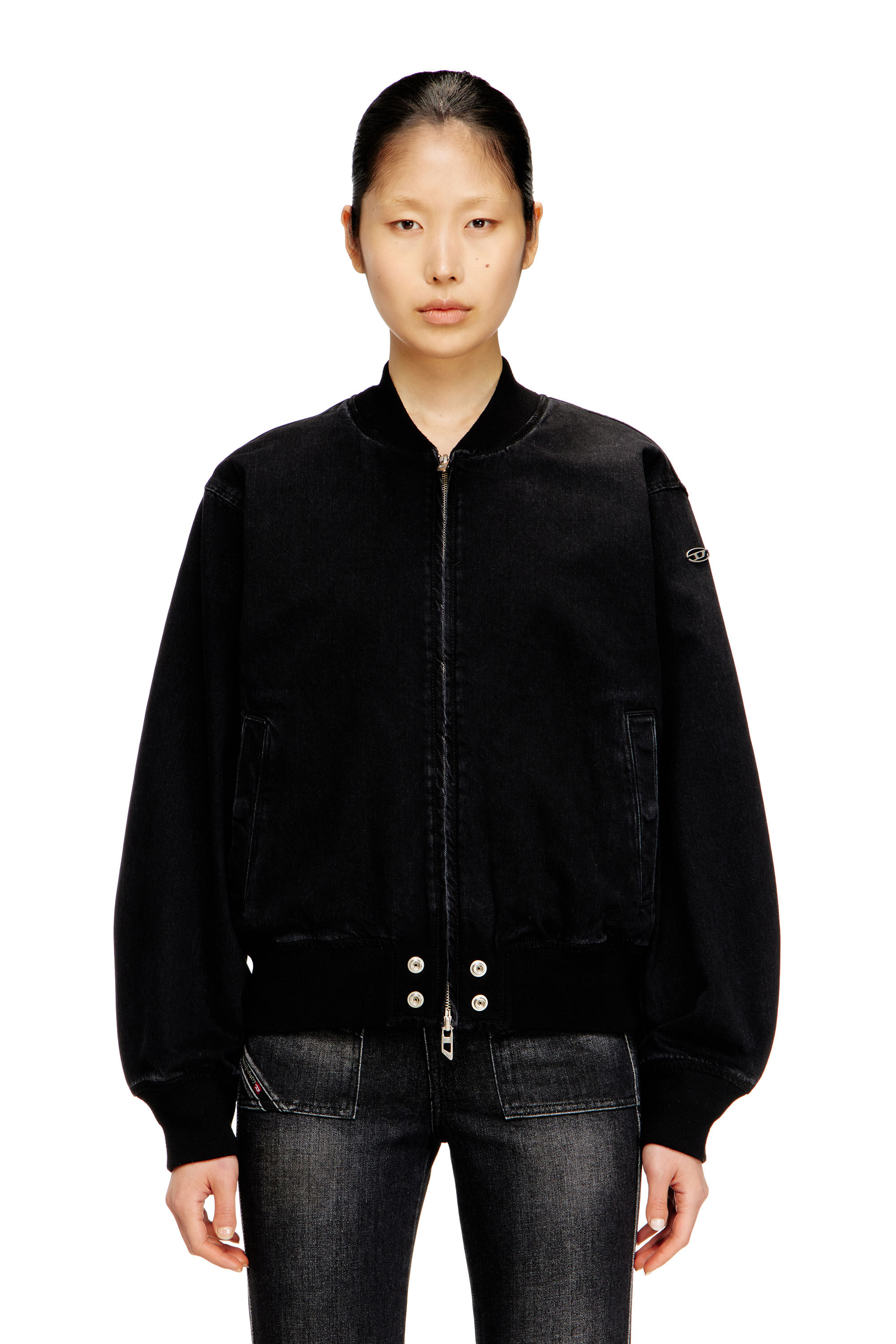 Diesel - D-GUZ, Unisex's Bomber jacket in denim in Black - 6