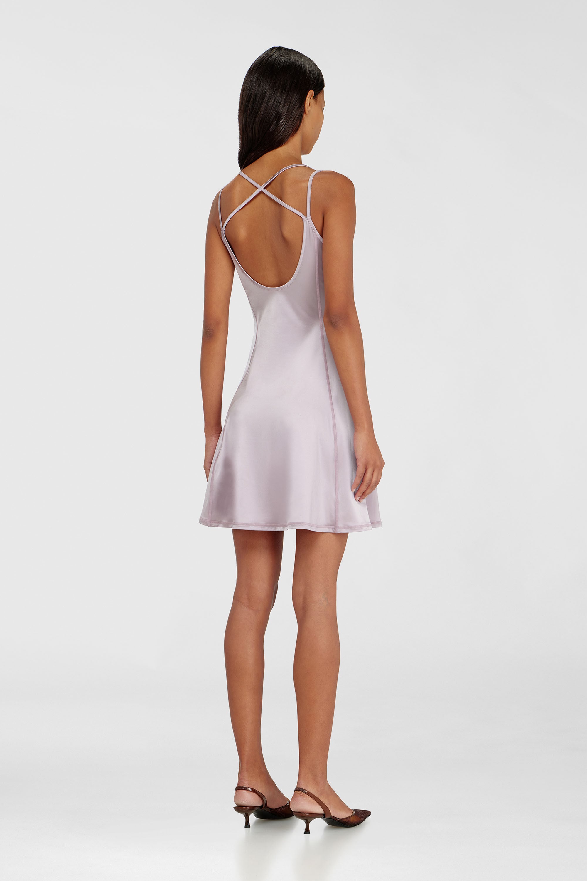 Diesel - D-IMMY, Woman's Fluid mini dress with double straps in Lilac - 4