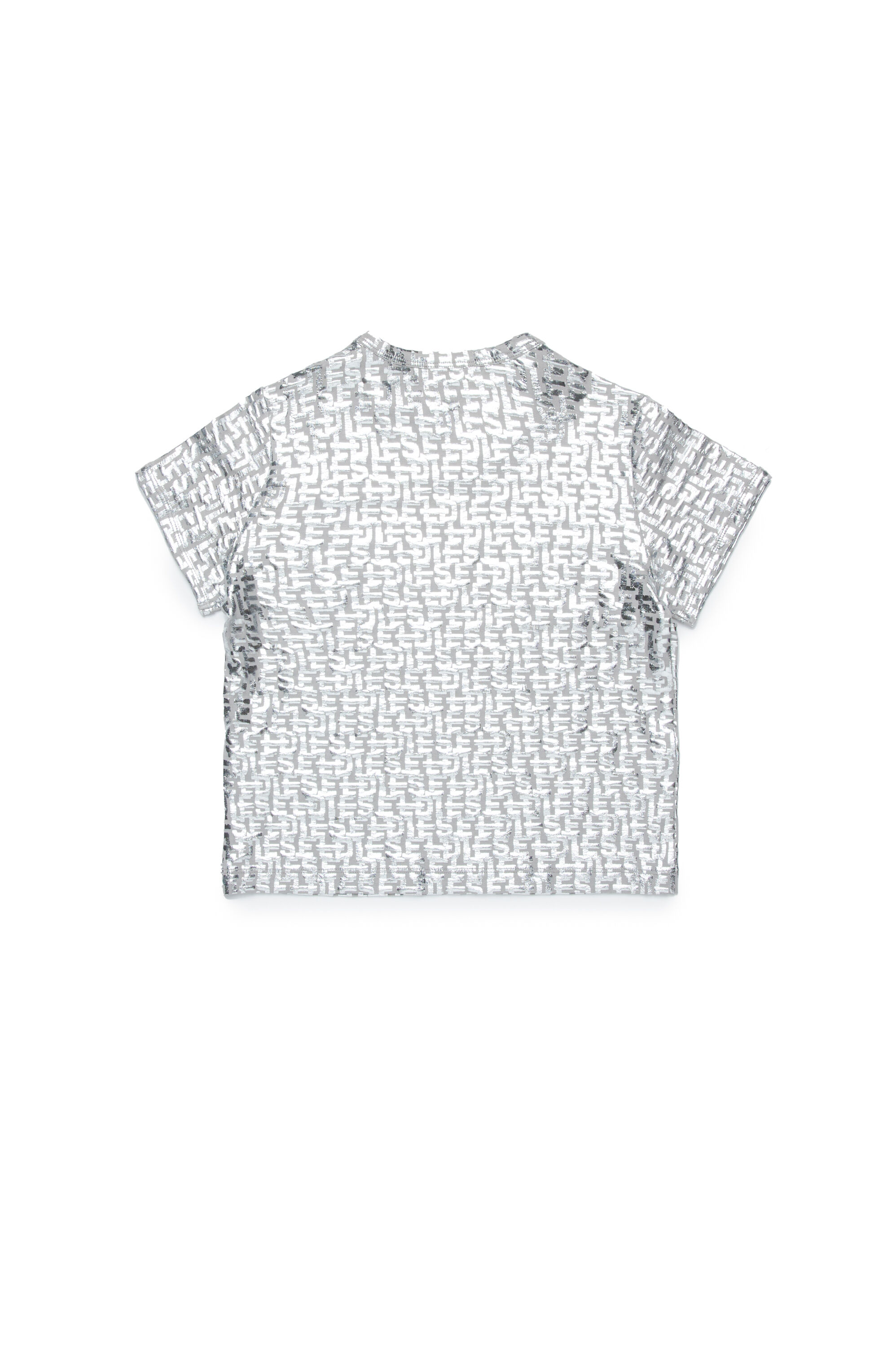Diesel - TUNCUTIELONGL5, Woman's T-shirt with Diesel monogram foil print in Silver - 2