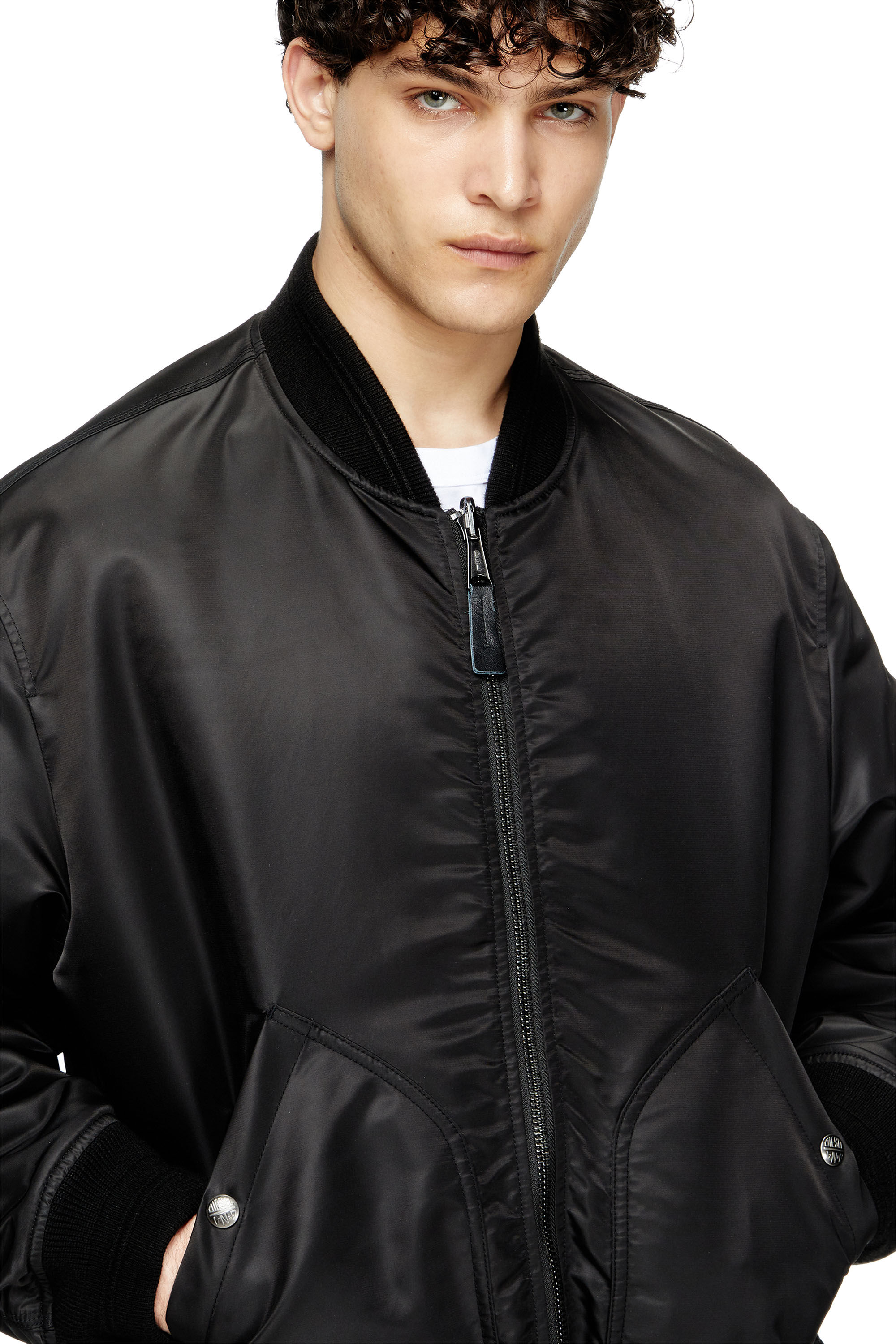 Men's Bomber jacket in padded nylon with Oval D | Black | Diesel SI