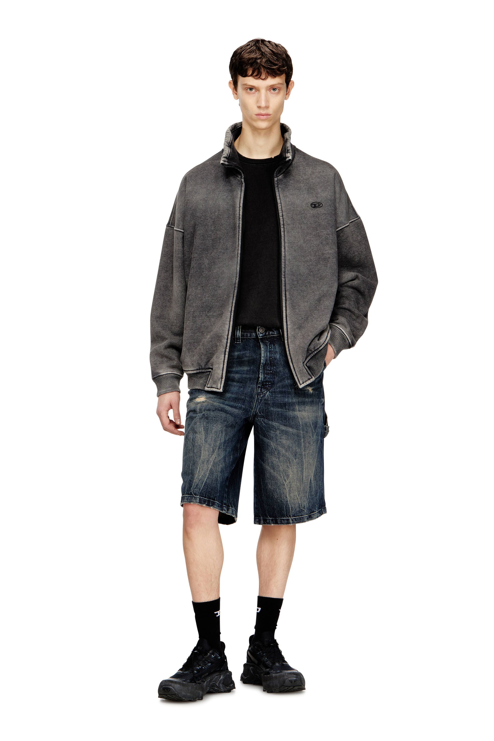 Men's Relaxed denim shorts with abrasions | Blue | Diesel SI