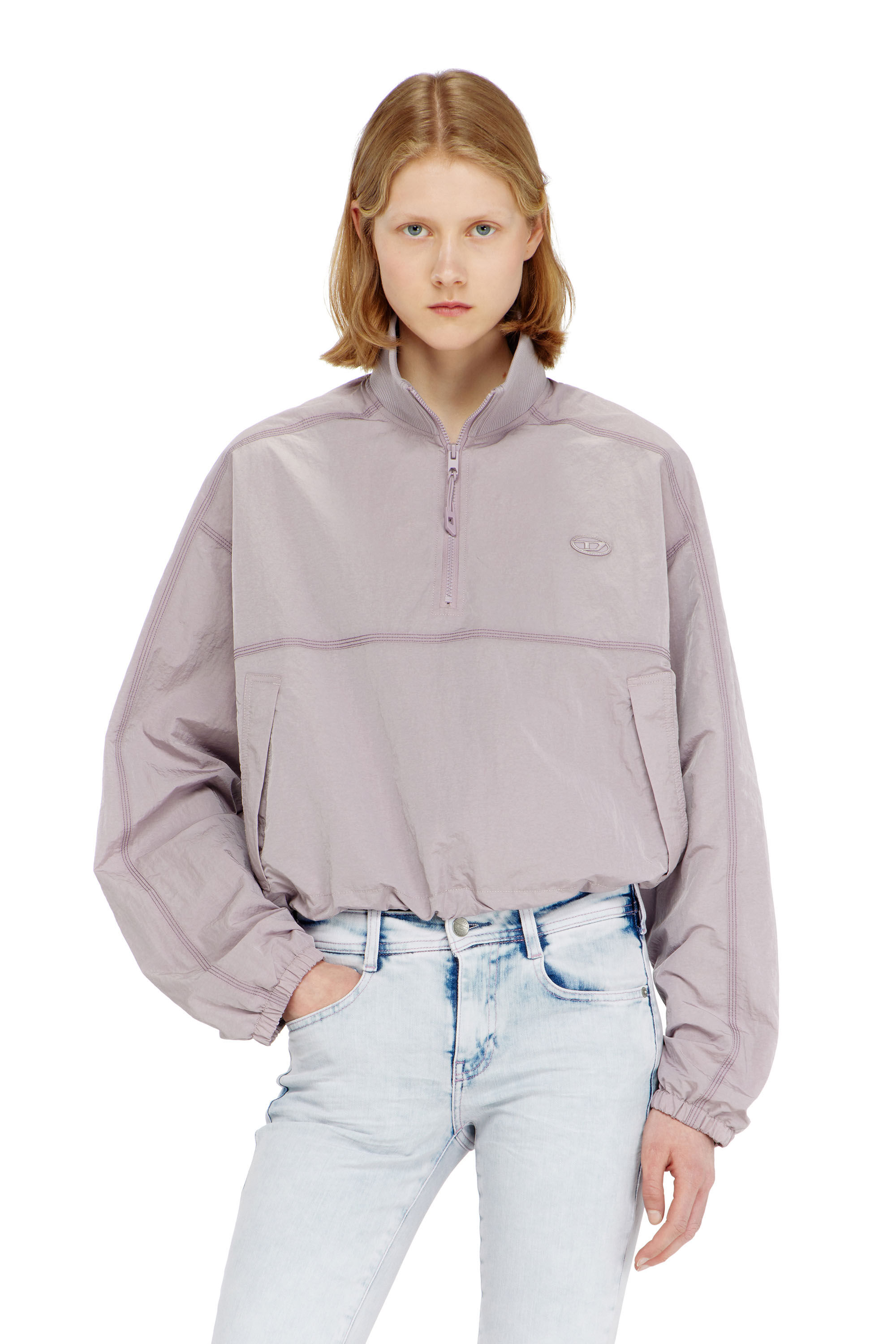 Diesel - G-ANOCK, Woman's Relaxed nylon jacket with mock neck in null - 3